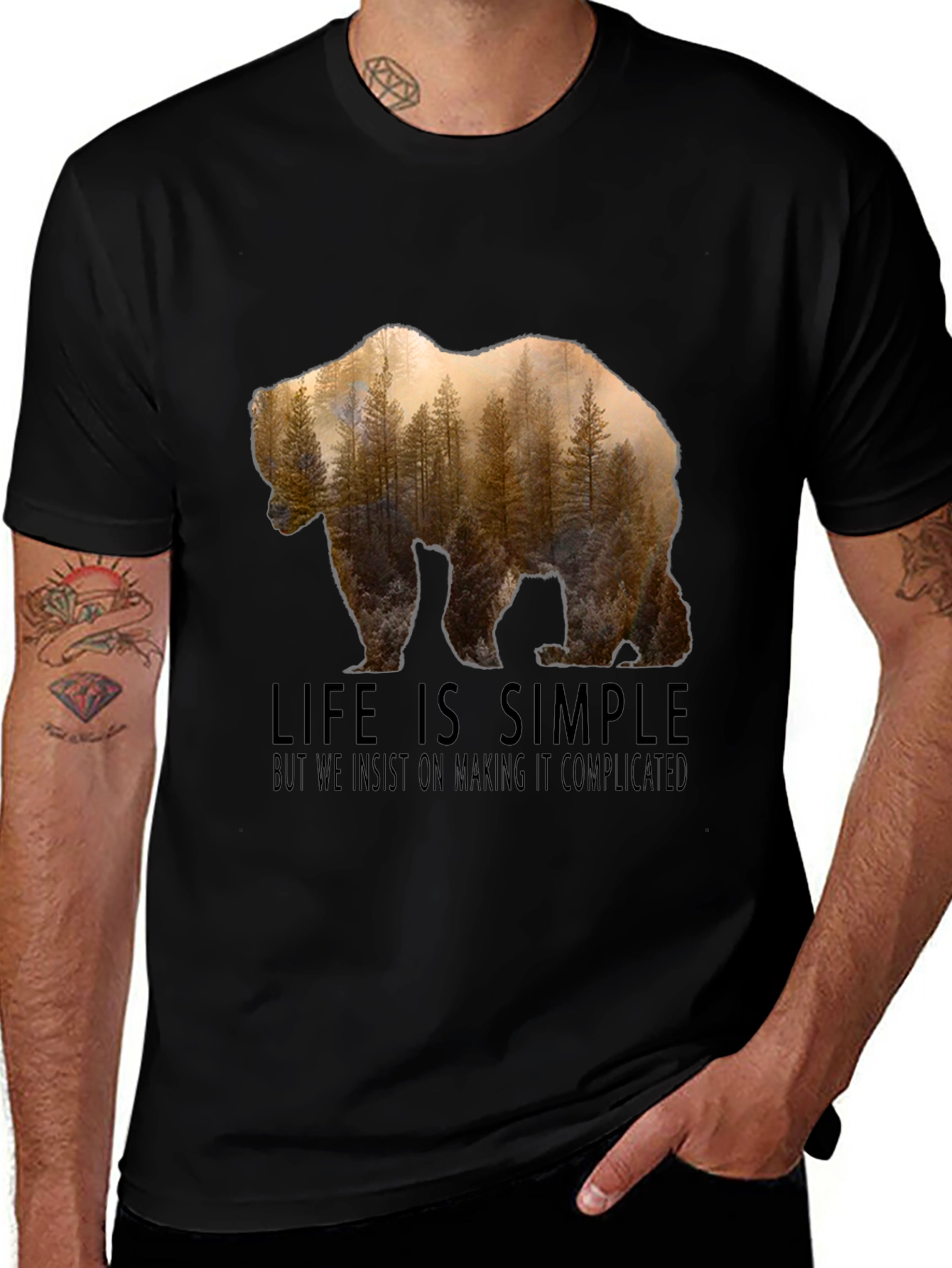 Variant 6 of Life is Simple Bear Forest Graphic T-Shirt