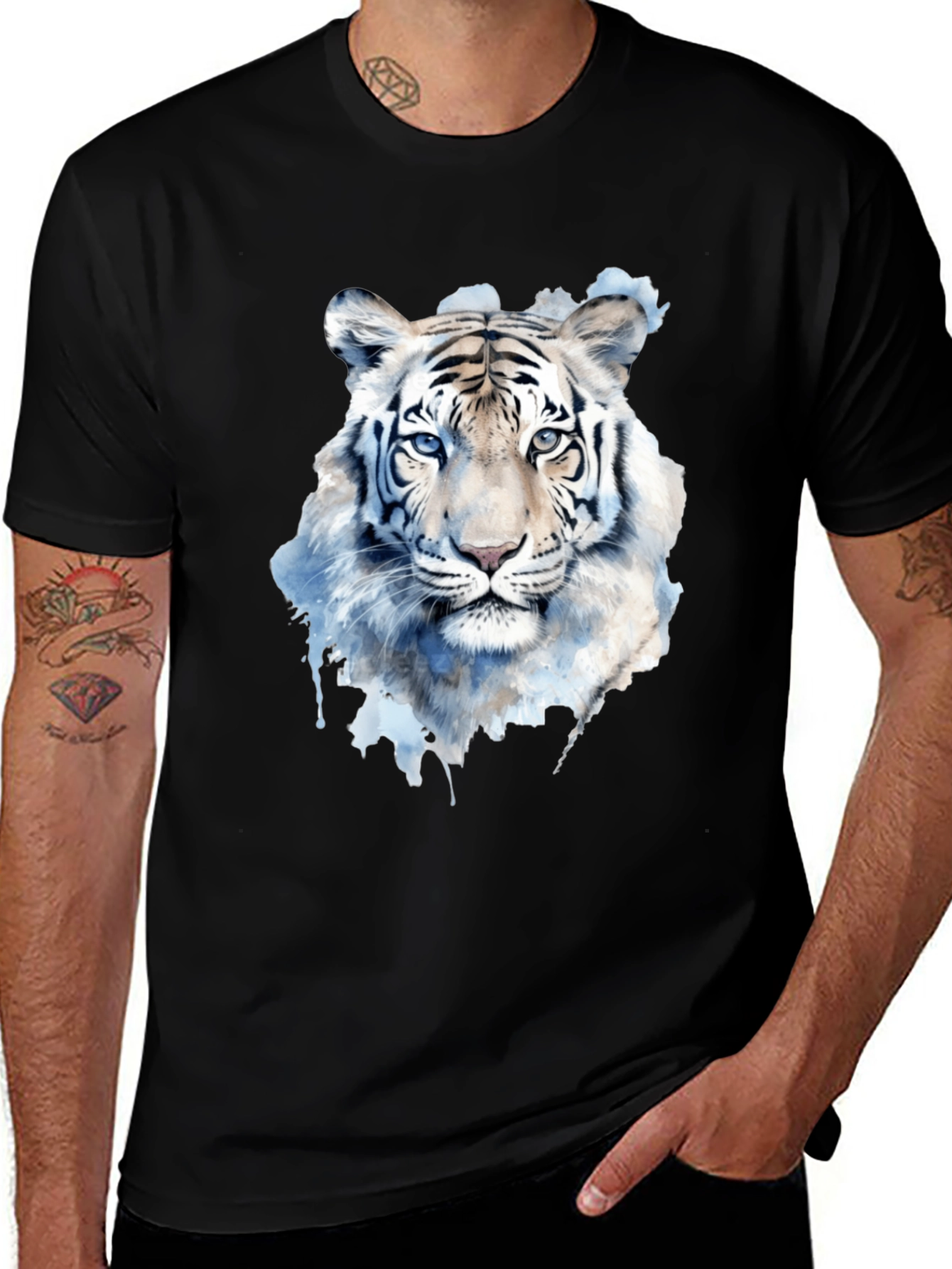 Variant 14 of Men's Black Tiger Graphic Tee