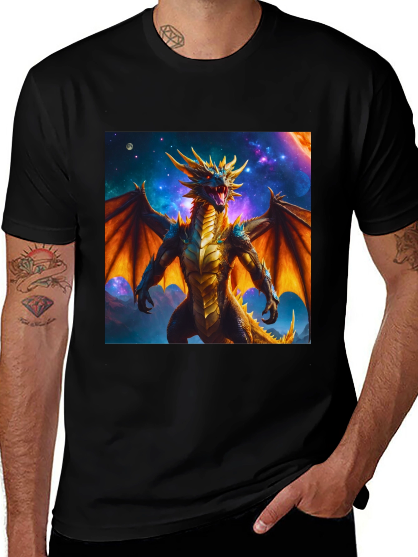 Variant 9 of Dragon Galaxy Graphic Tee - Fierce & Bold Design