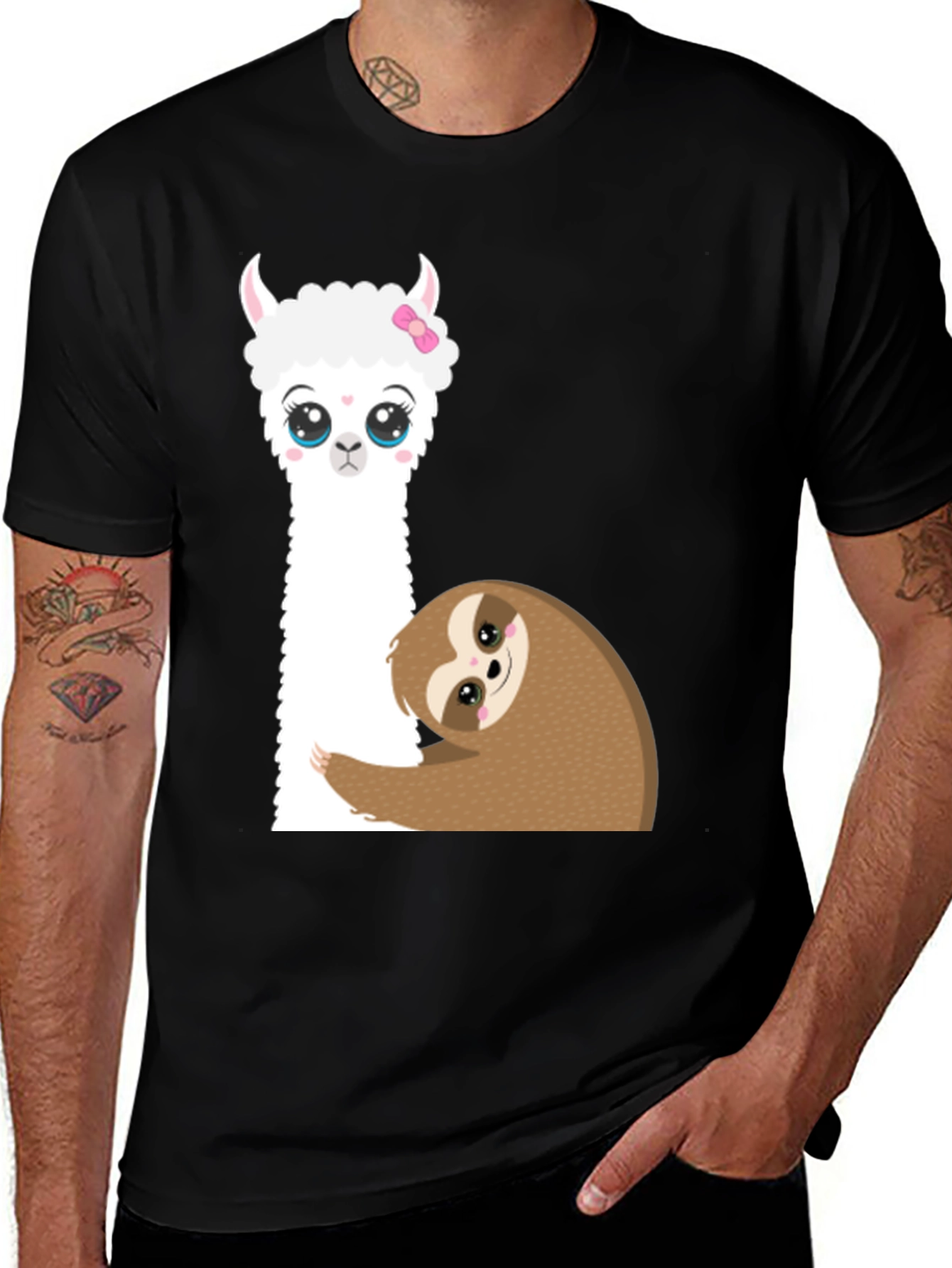 Variant 8 of Cute Llama & Sloth Graphic T-Shirt