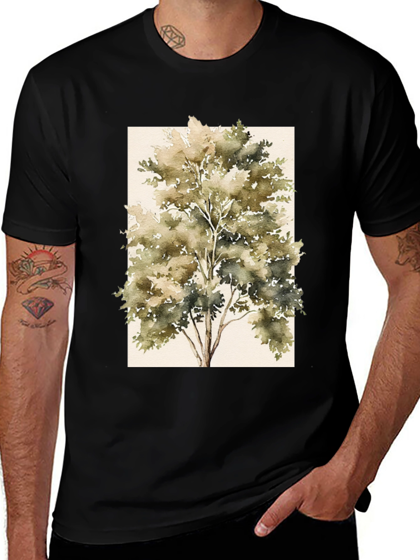 Nature Tree Graphic Tee - Men's Black T-Shirt