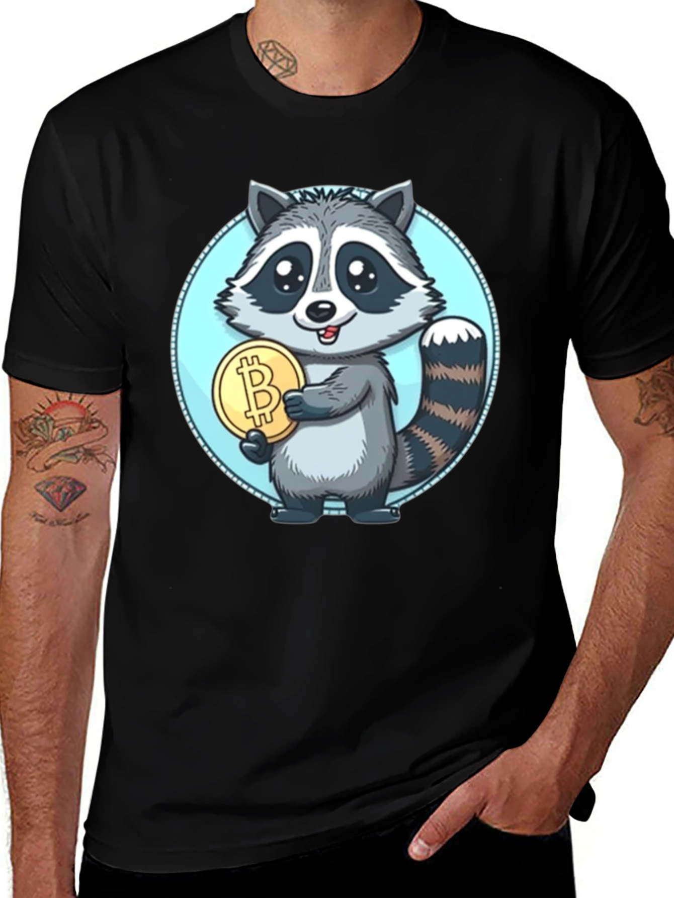 Variant 28 of Raccoon Bitcoin Crypto T-Shirt - Funny Animal Tee