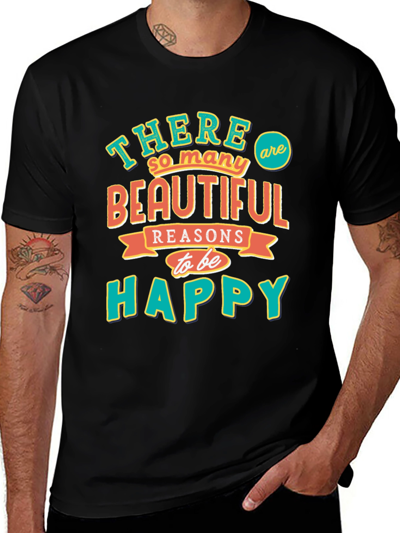 Variant 20 of Inspirational Graphic Tee - Be Happy T-Shirt