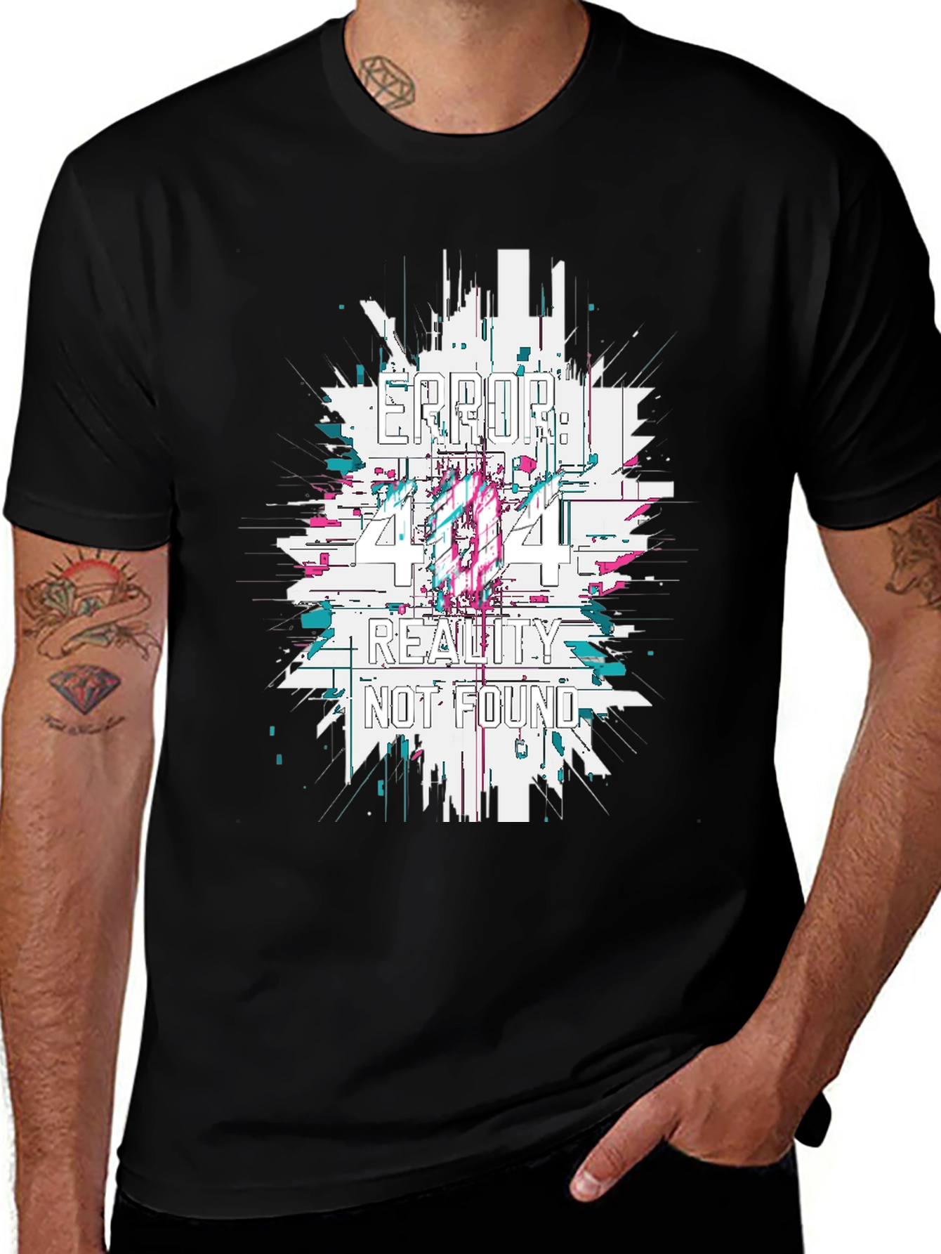 Variant 24 of Error 404 Reality Not Found Graphic Tee