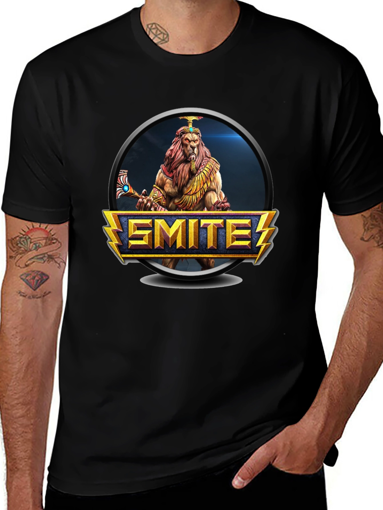 Smite Game Graphic Print Black T-Shirt