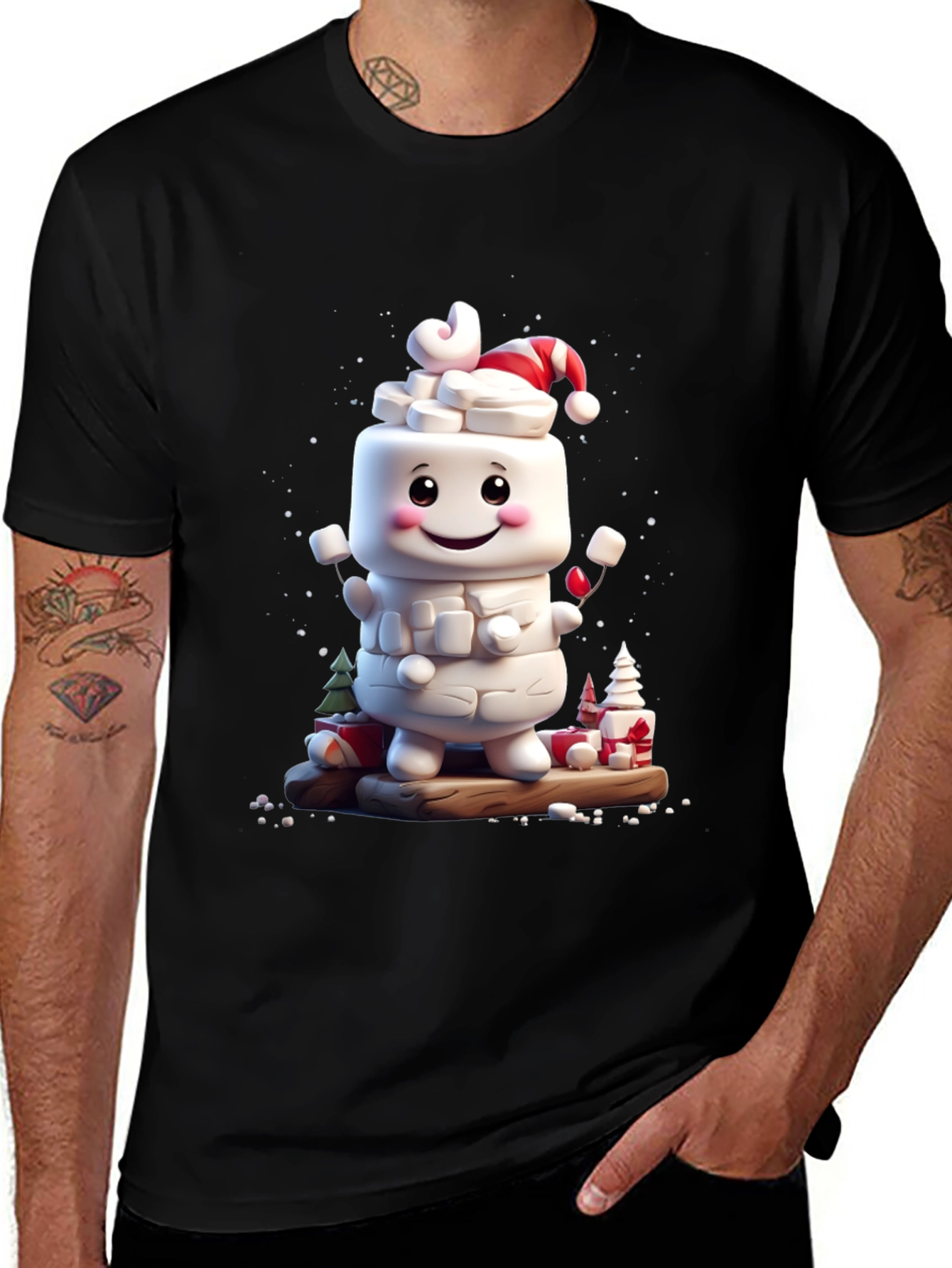 Festive Marshmallow Character Graphic Tee