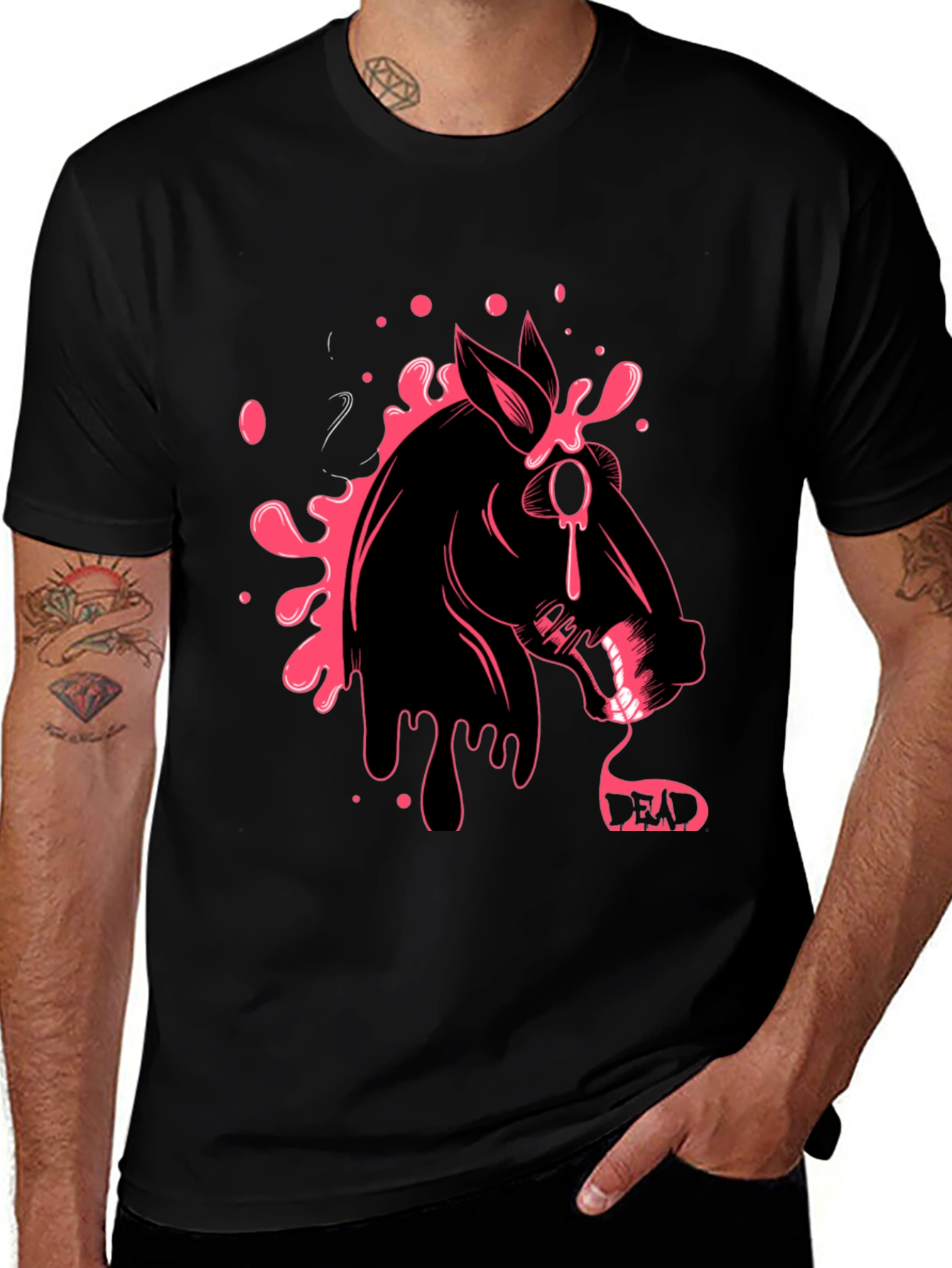 Variant 30 of Graphic Print Tee - Horse with Dripping Design