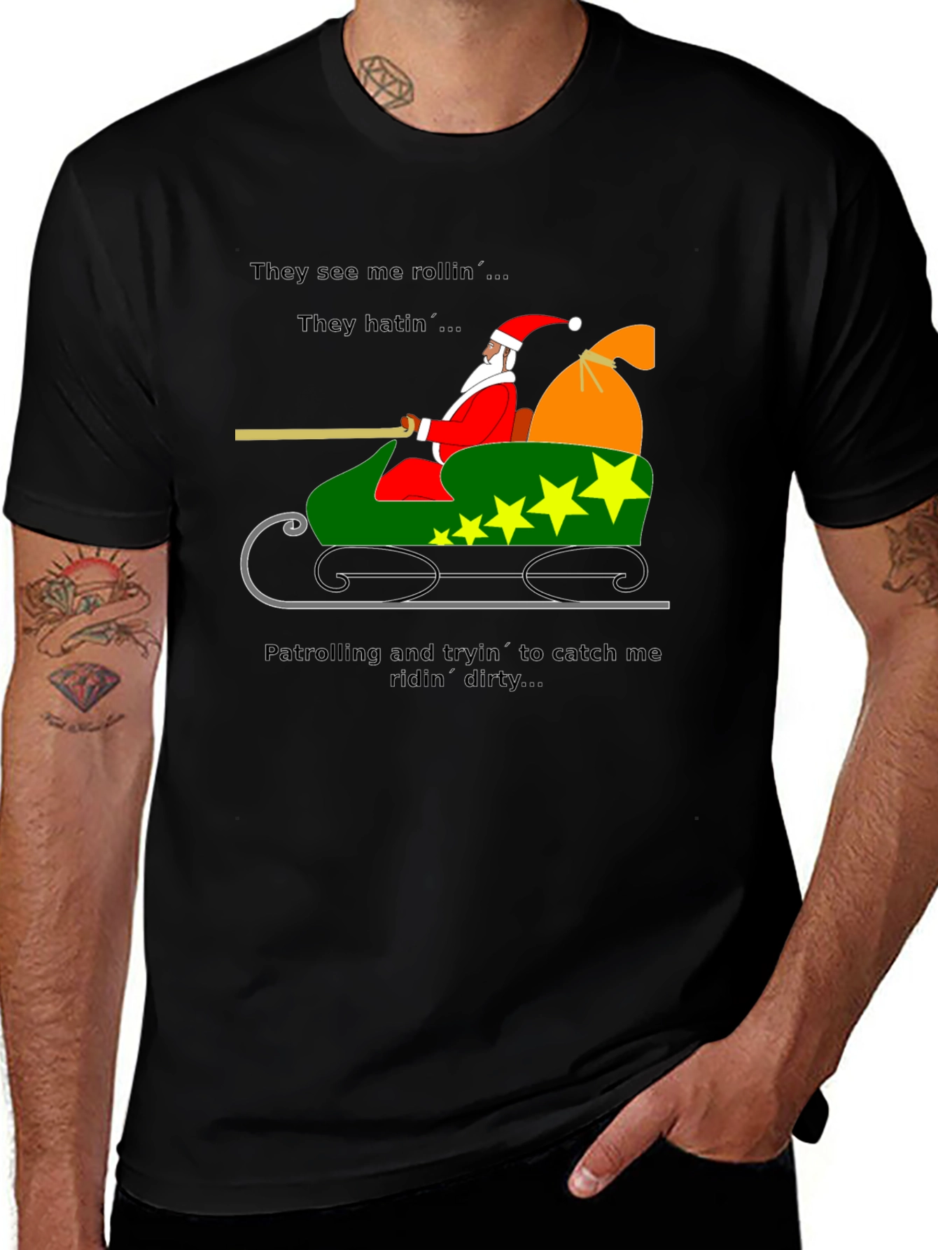 Santa Ridin' Dirty T-Shirt - Christmas Humor Tee