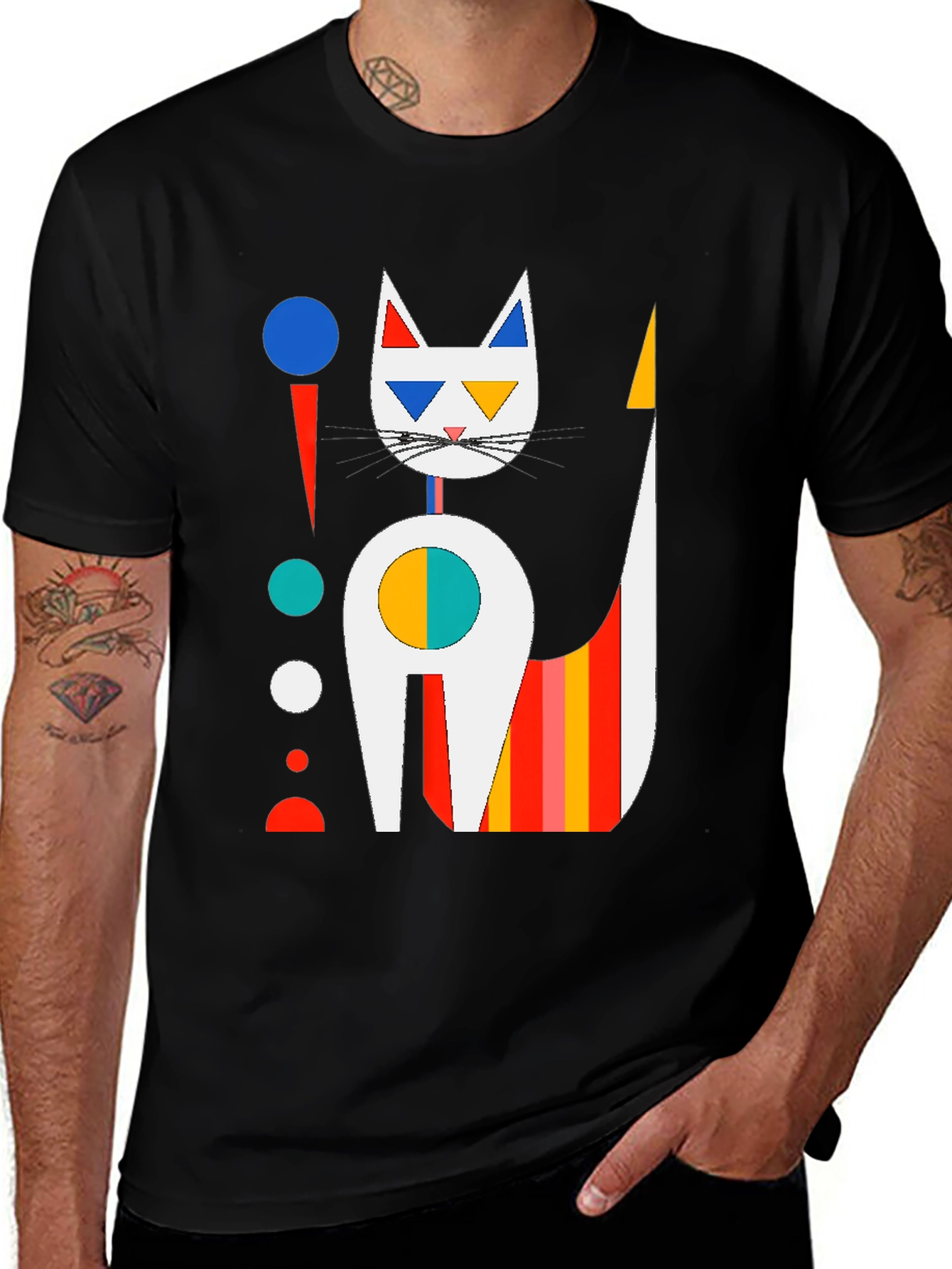Variant 2 of Abstract Cat Graphic T-Shirt