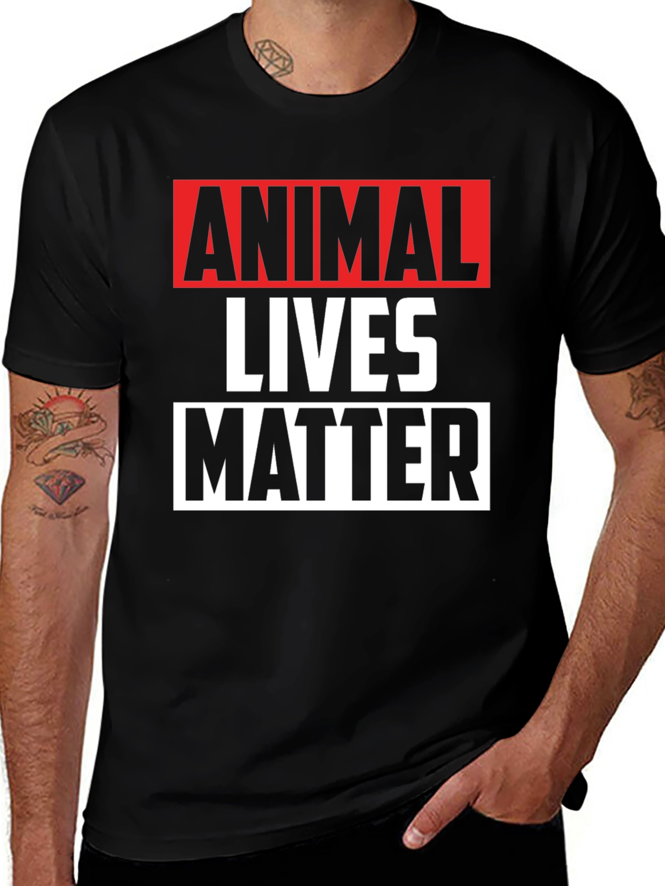 Variant 3 of Animal Lives Matter Graphic Tee - Black Unisex T-Shirt