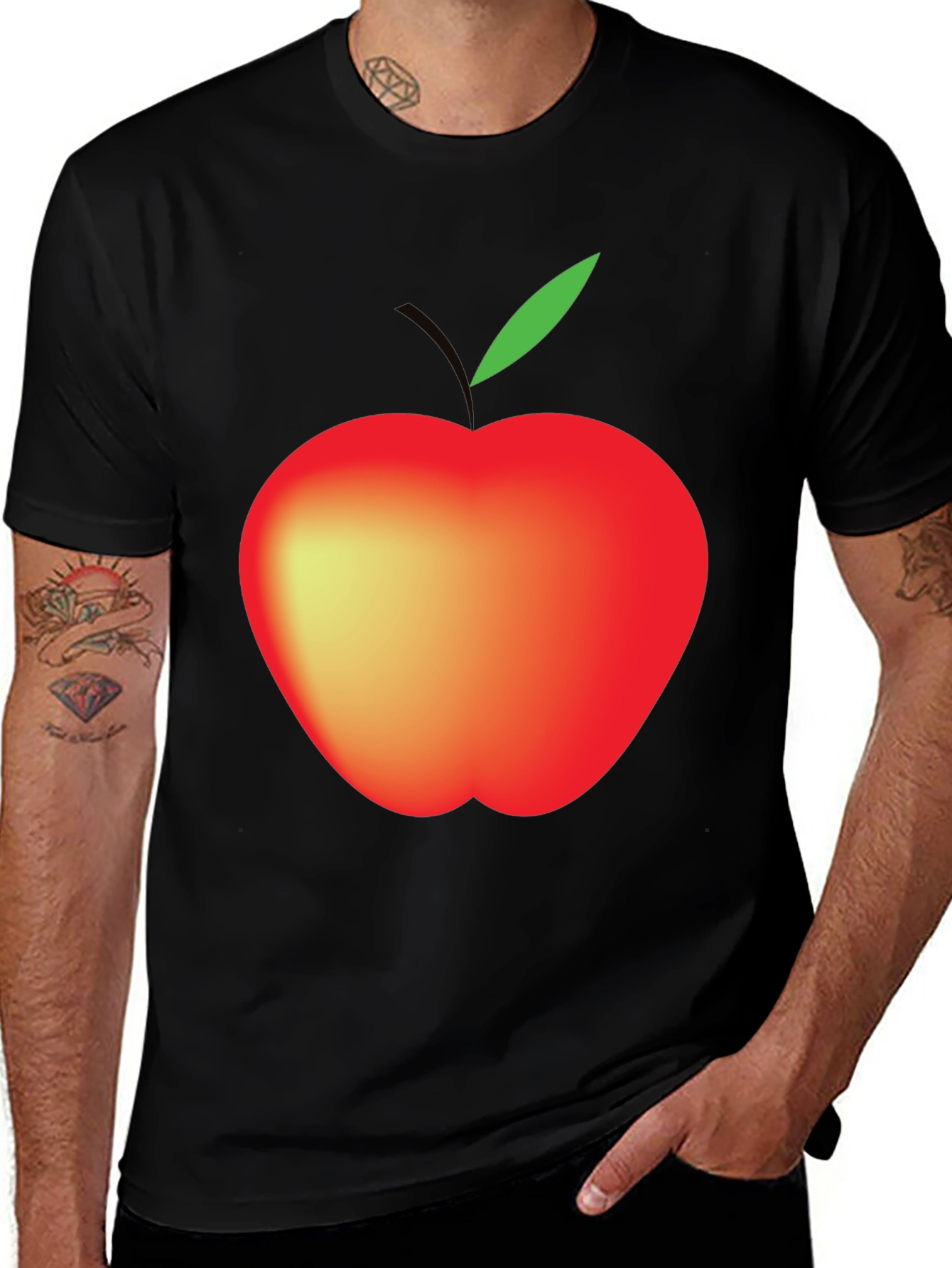 Variant 30 of Men's Black Apple Graphic T-Shirt