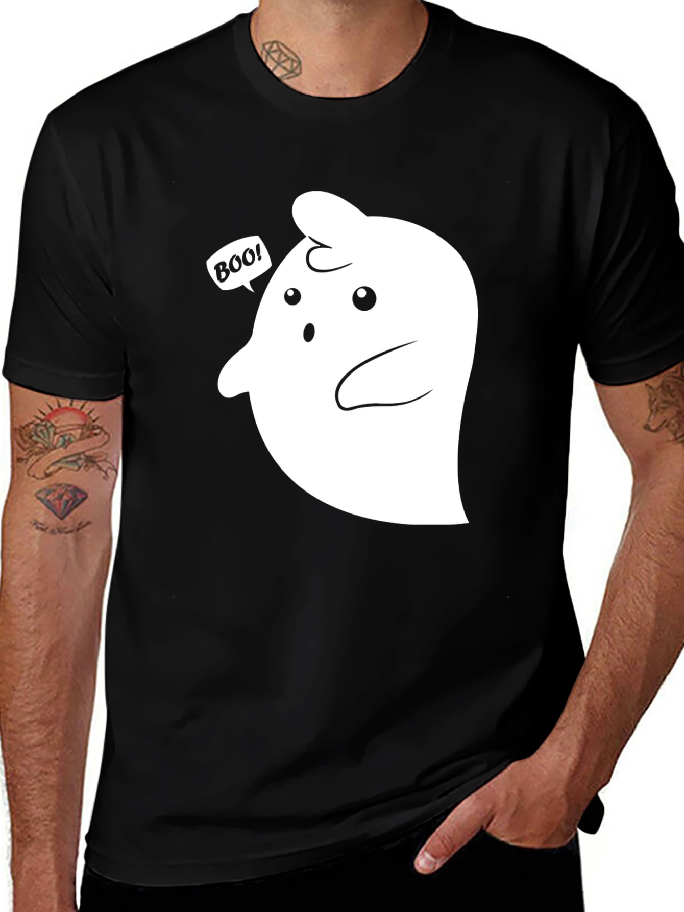 Variant 3 of Boo! Ghost Graphic Tee - Spooky Season Style