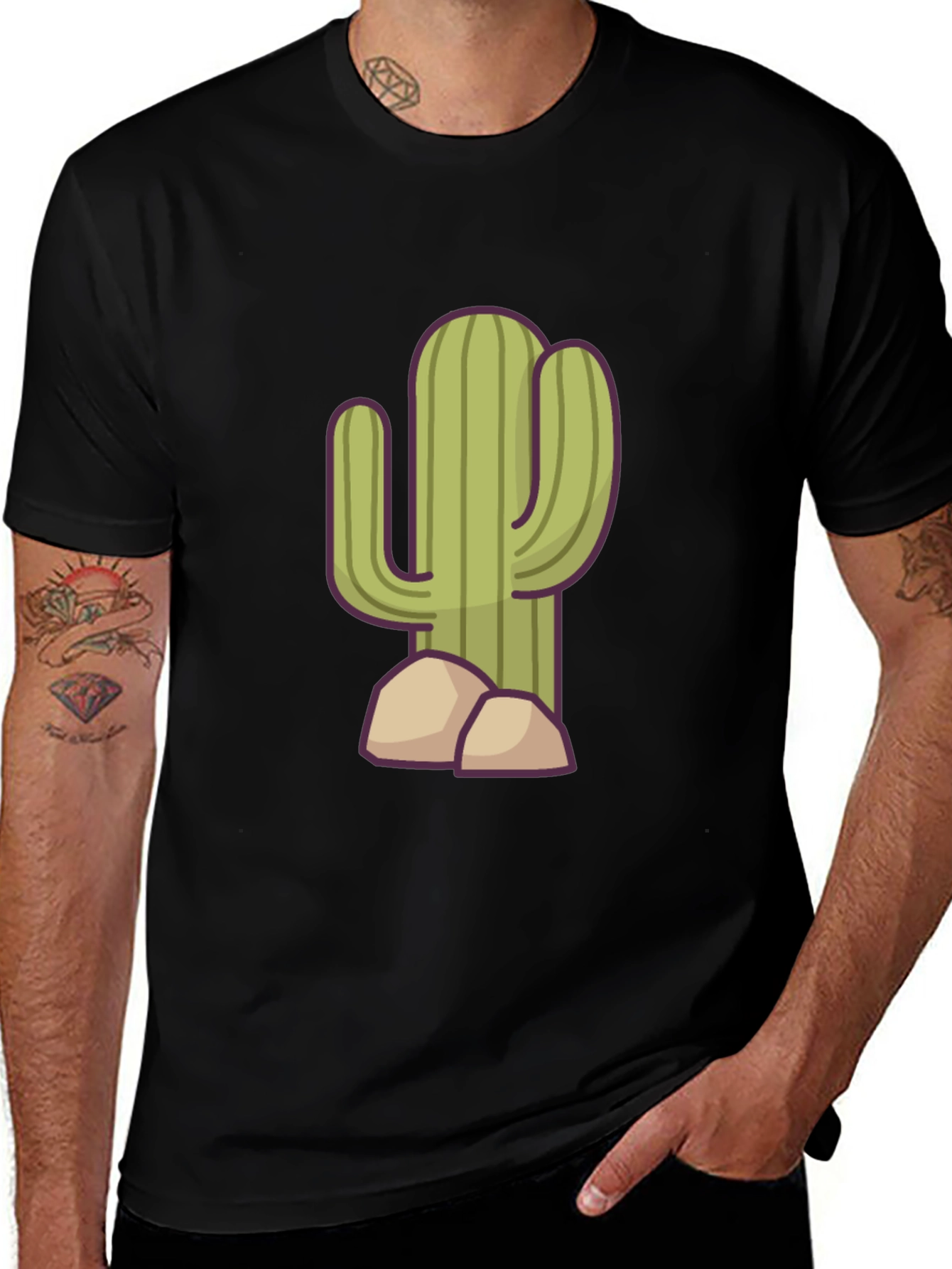 Cactus Graphic Tee - Stylish Black T-Shirt