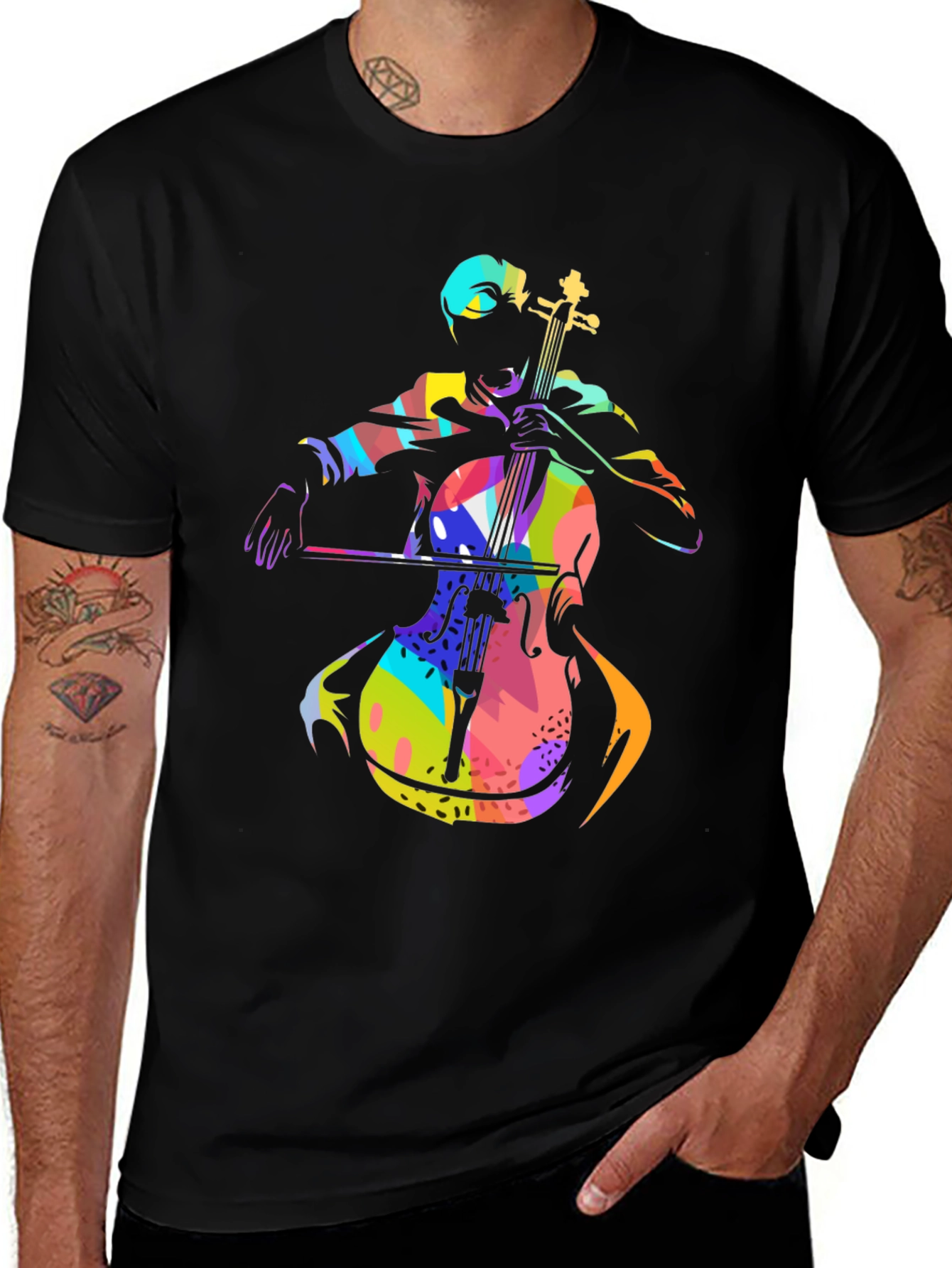 Variant 21 of Colorful Cello Player Graphic Tee