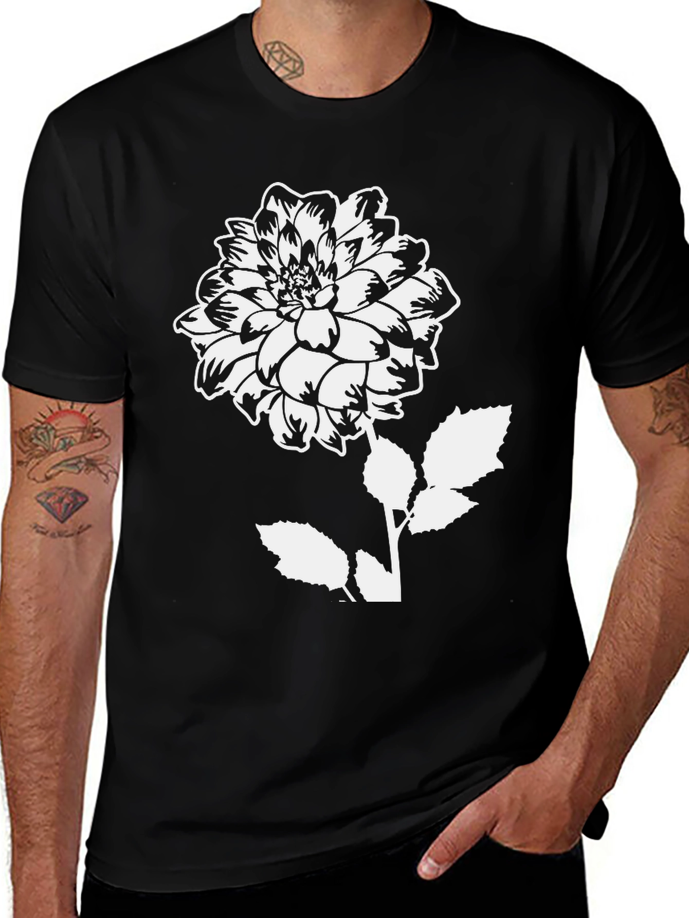 Variant 13 of Floral Graphic Tee - Black