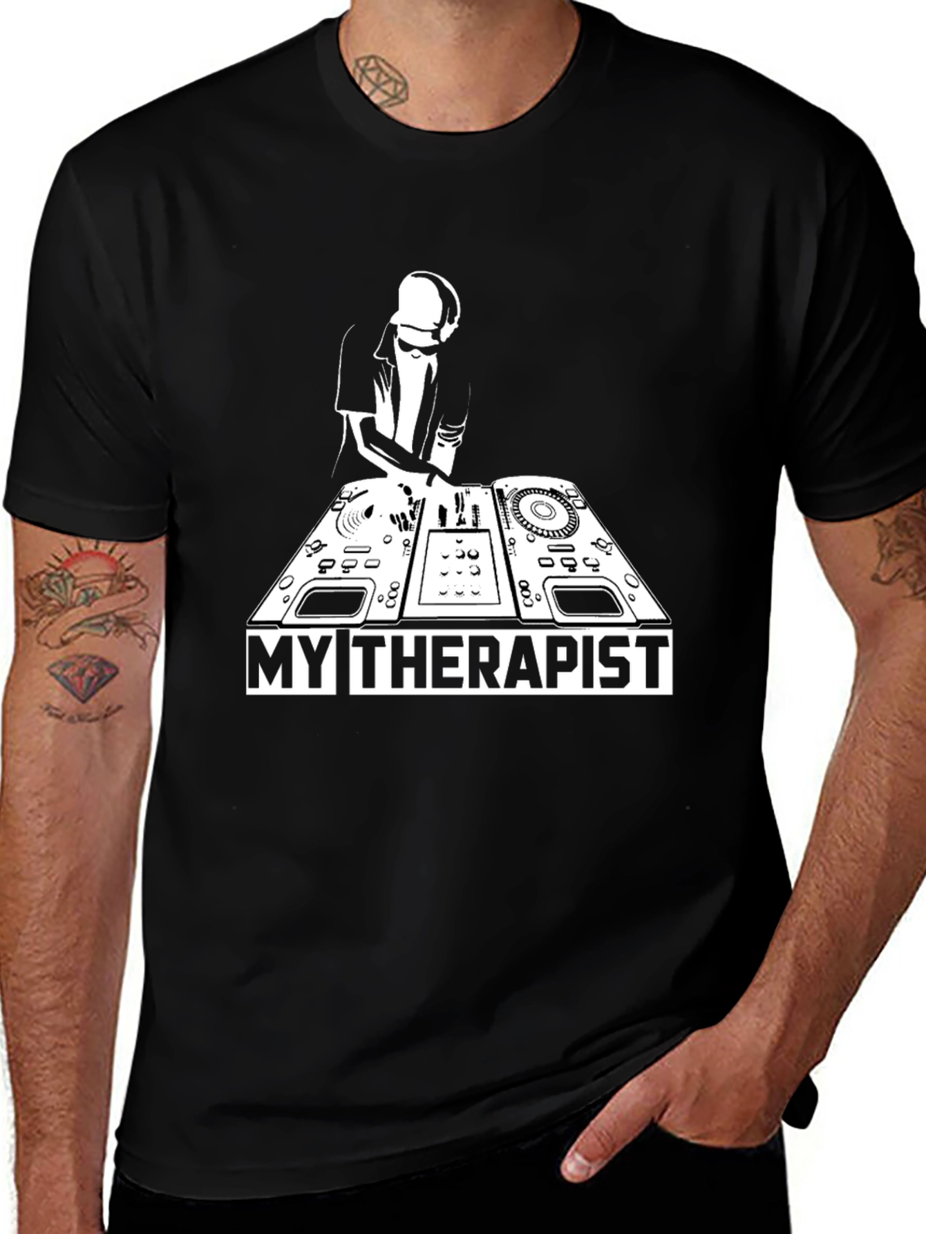 DJ My Therapist Graphic T-Shirt - Black Cotton Tee