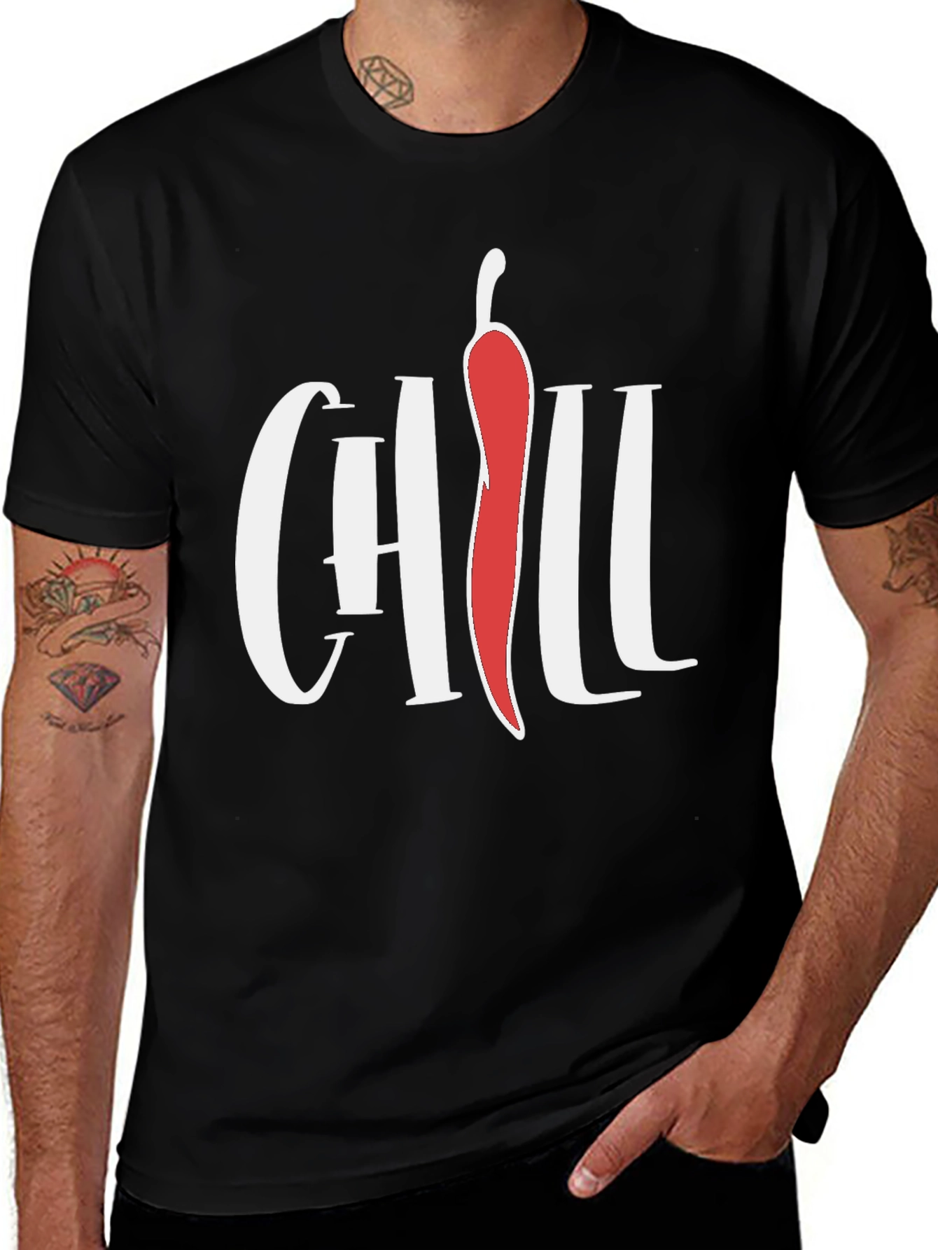 Chill Pepper Graphic T-Shirt - Black Casual Tee