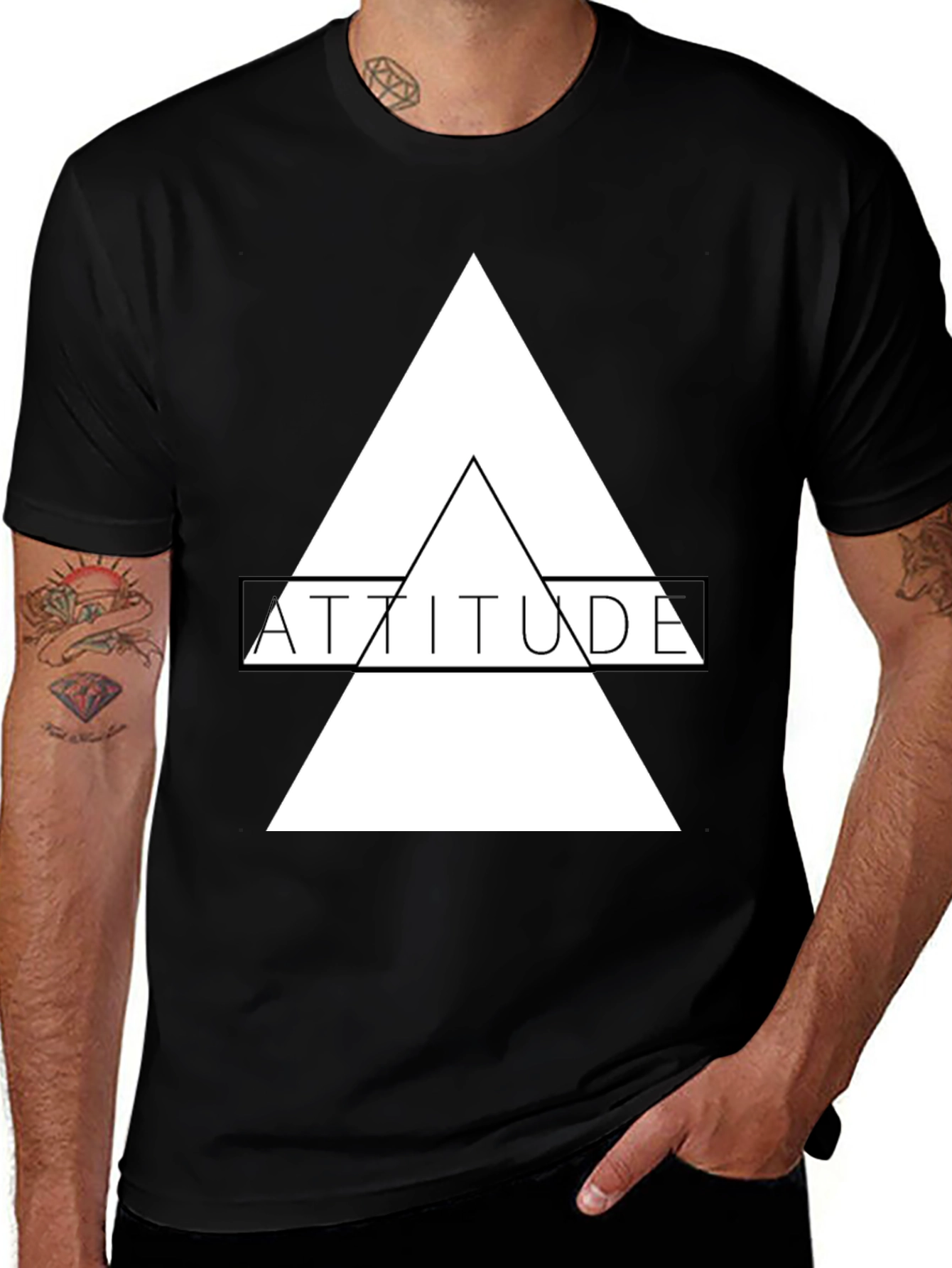 Variant 26 of Attitude Graphic Print Black Crew Neck T-Shirt