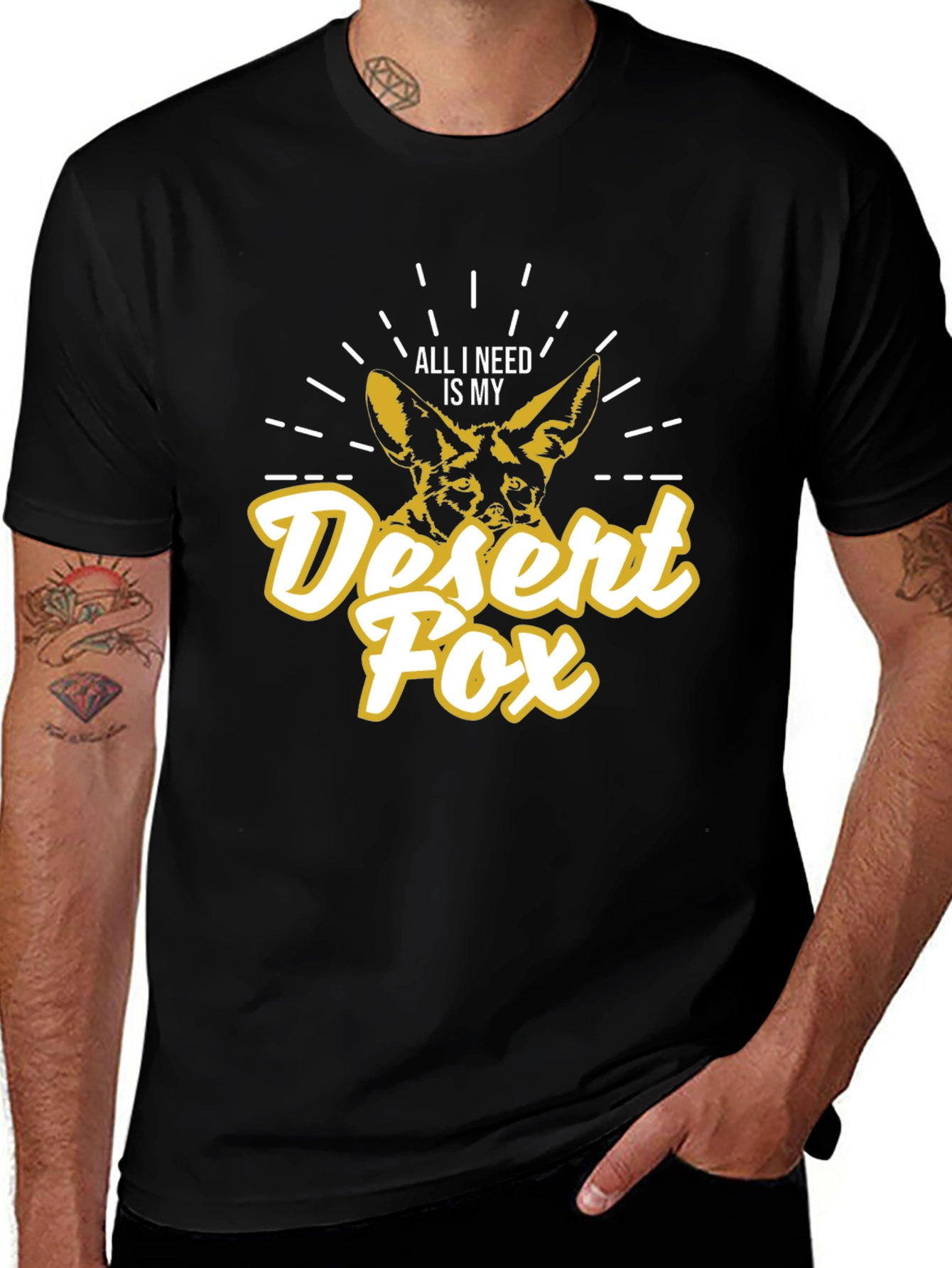 Variant 5 of Desert Fox Graphic T-Shirt - Unisex Black Tee