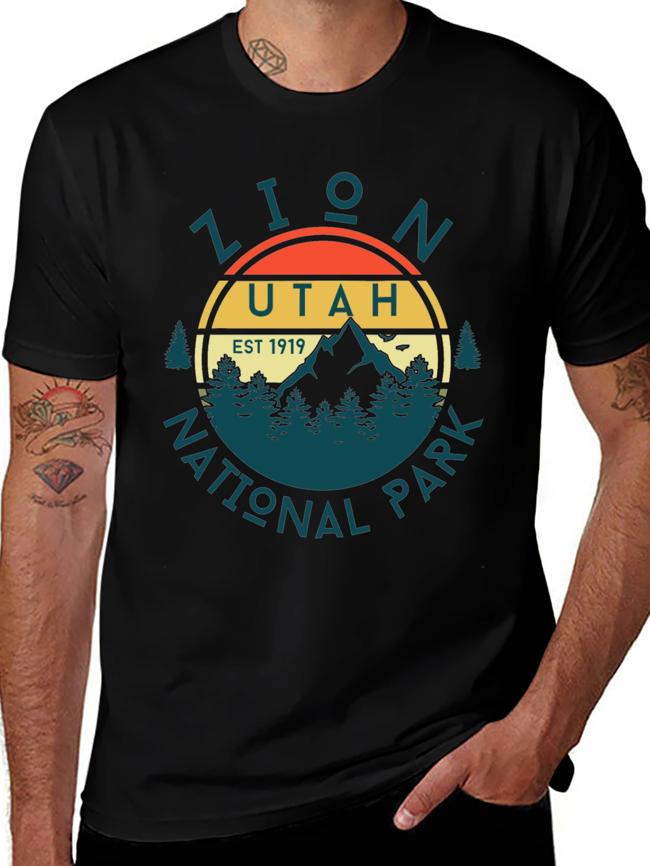 Variant 26 of Zion National Park Black Graphic T-Shirt