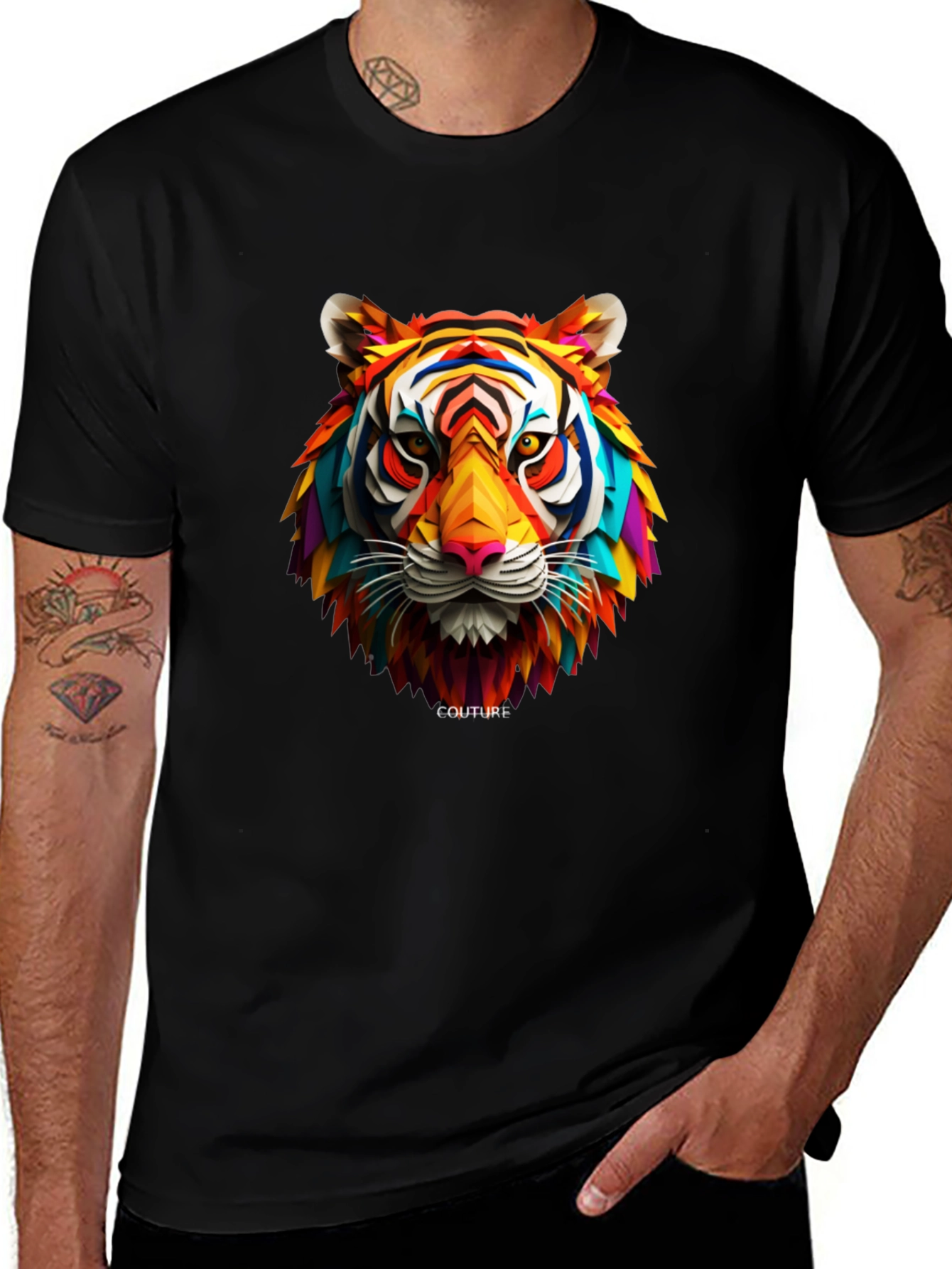Variant 24 of Abstract Tiger Graphic Tee - Black