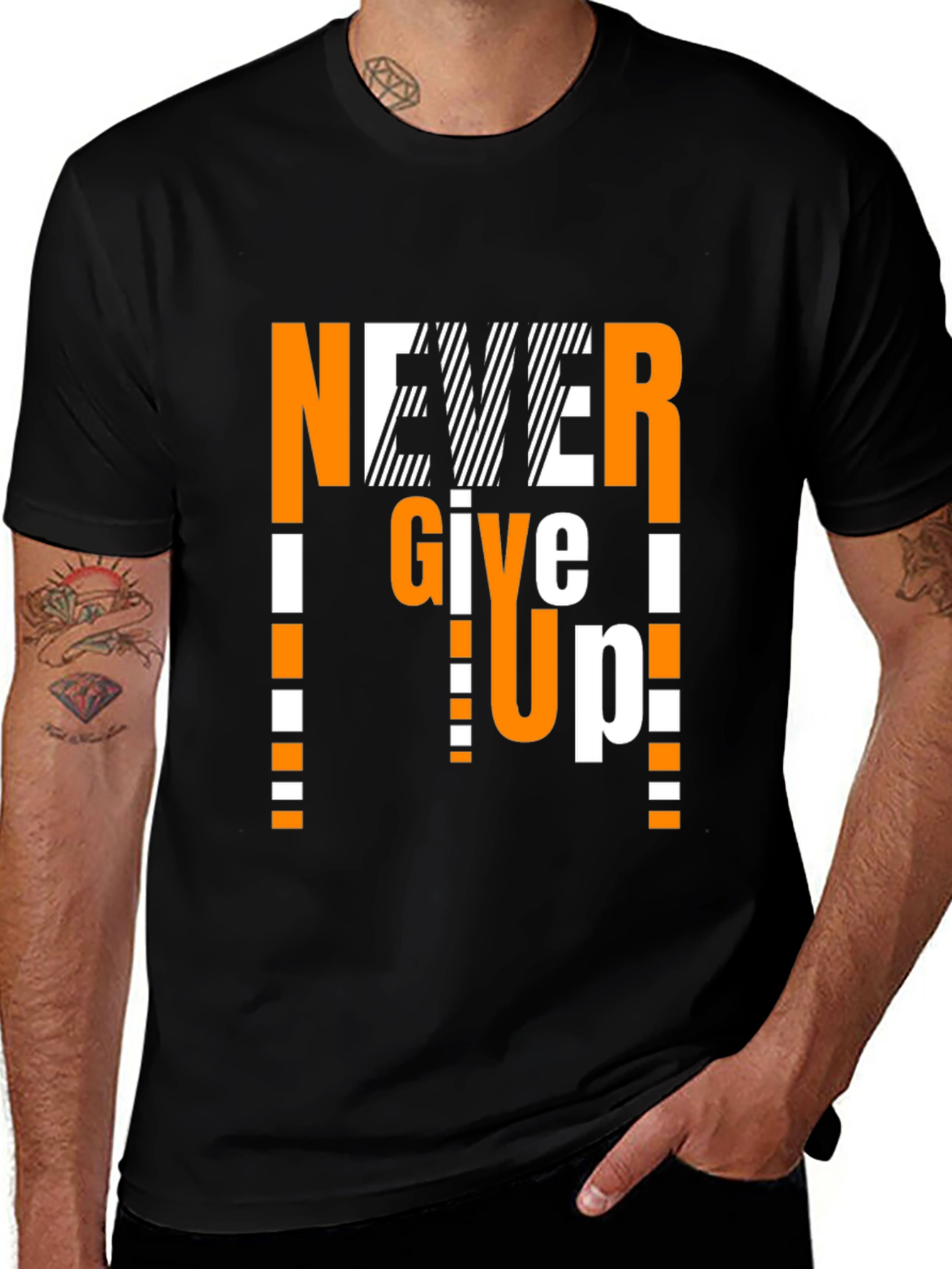 Never Give Up Graphic Print T-Shirt