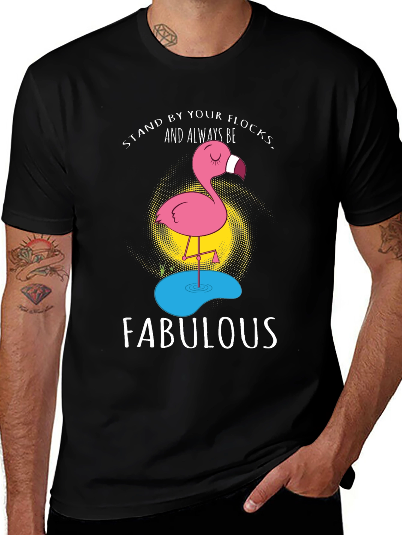 Variant 28 of Fabulous Flamingo Graphic Tee - Stand By Your Flock!