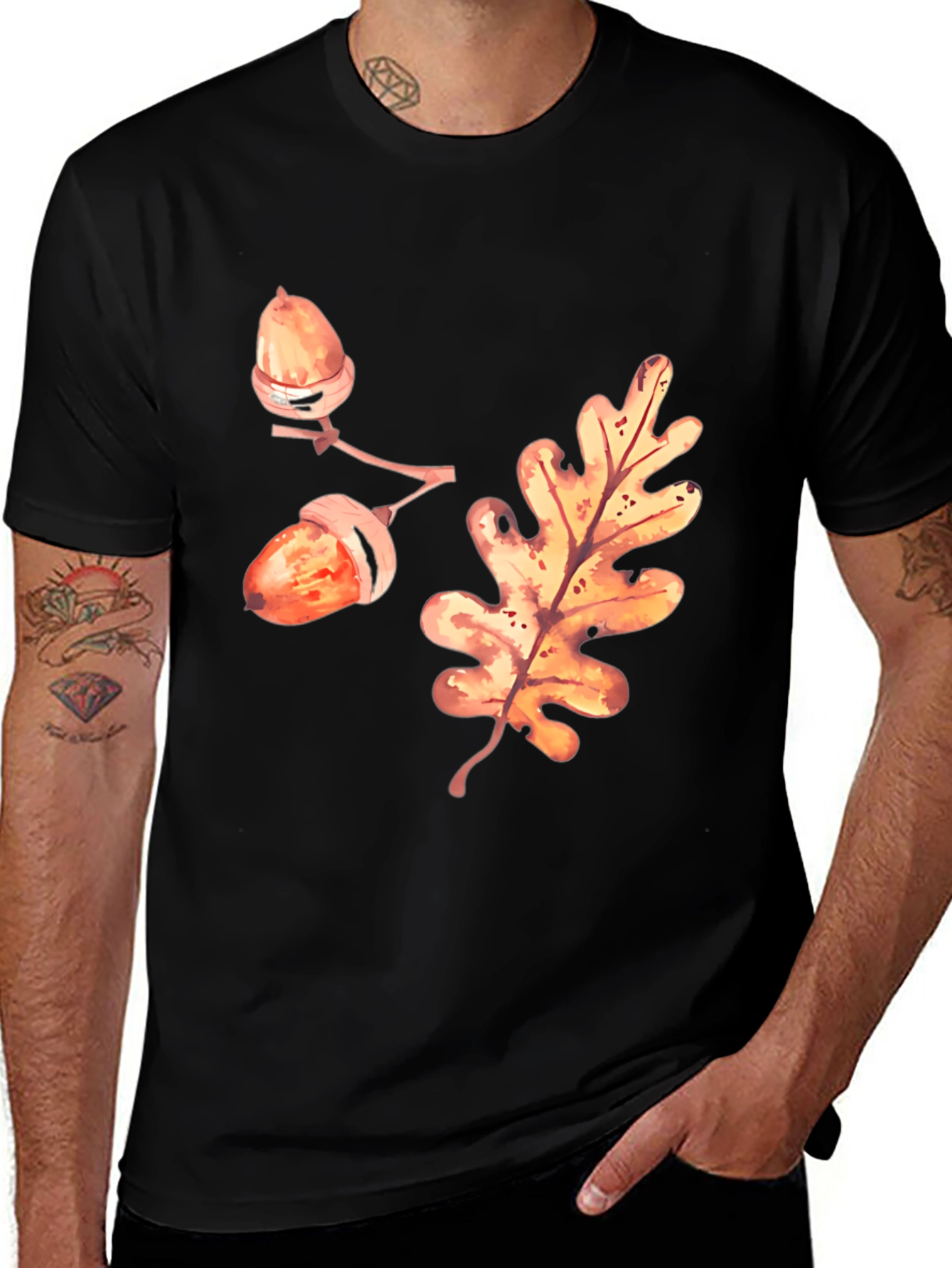 Variant 12 of Autumn Leaf & Acorn Graphic Tee - Stylish Fall T-Shirt