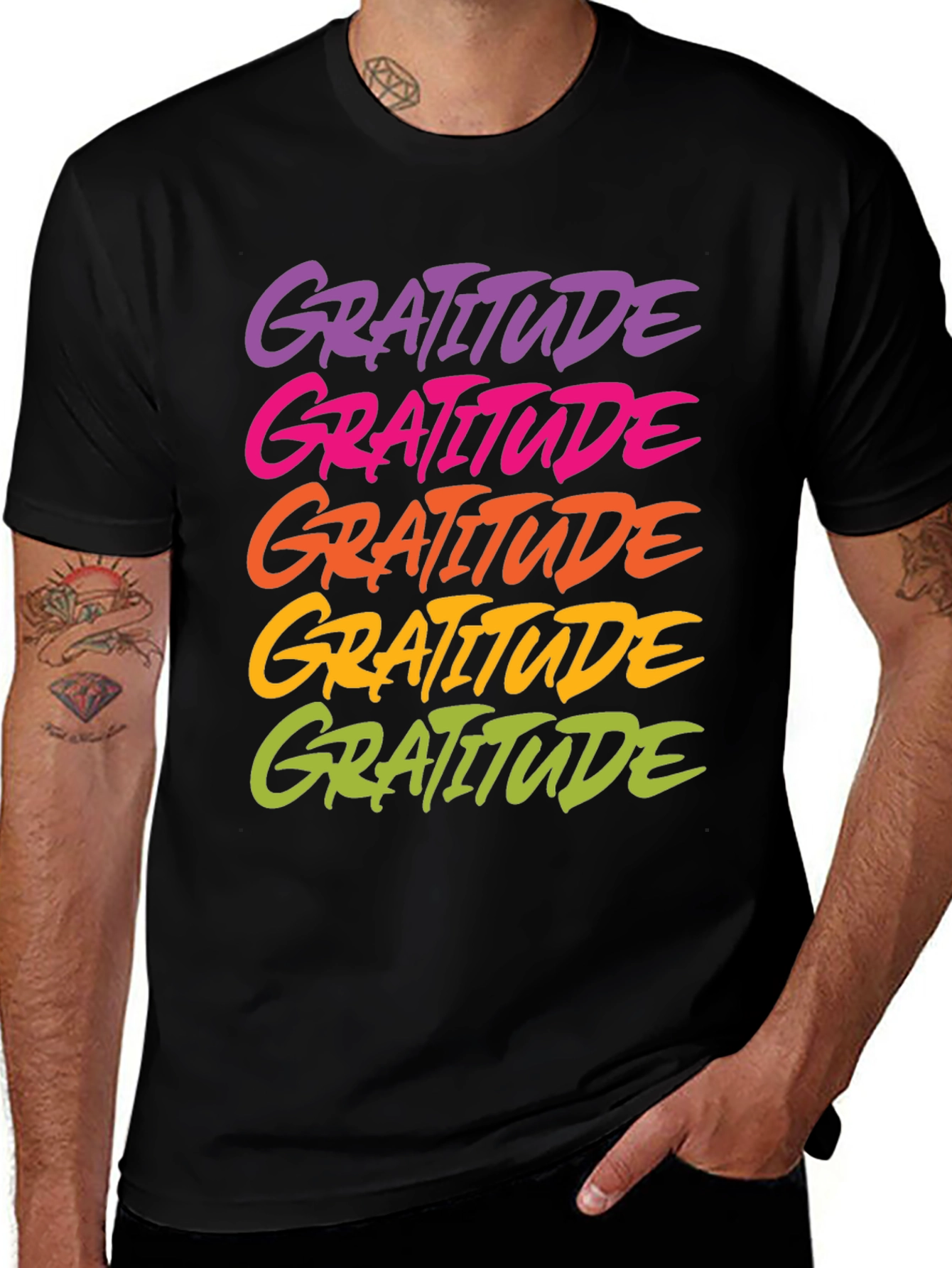Gratitude Graphic Tee - Black Casual Shirt