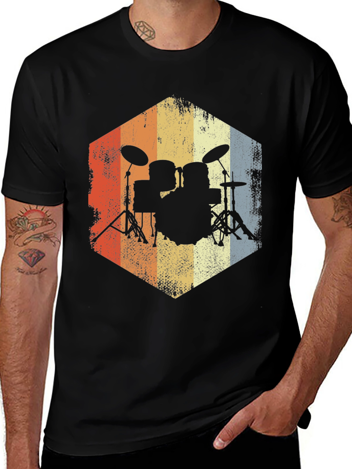 Variant 24 of Retro Drum Set T-Shirt - Musician Tee
