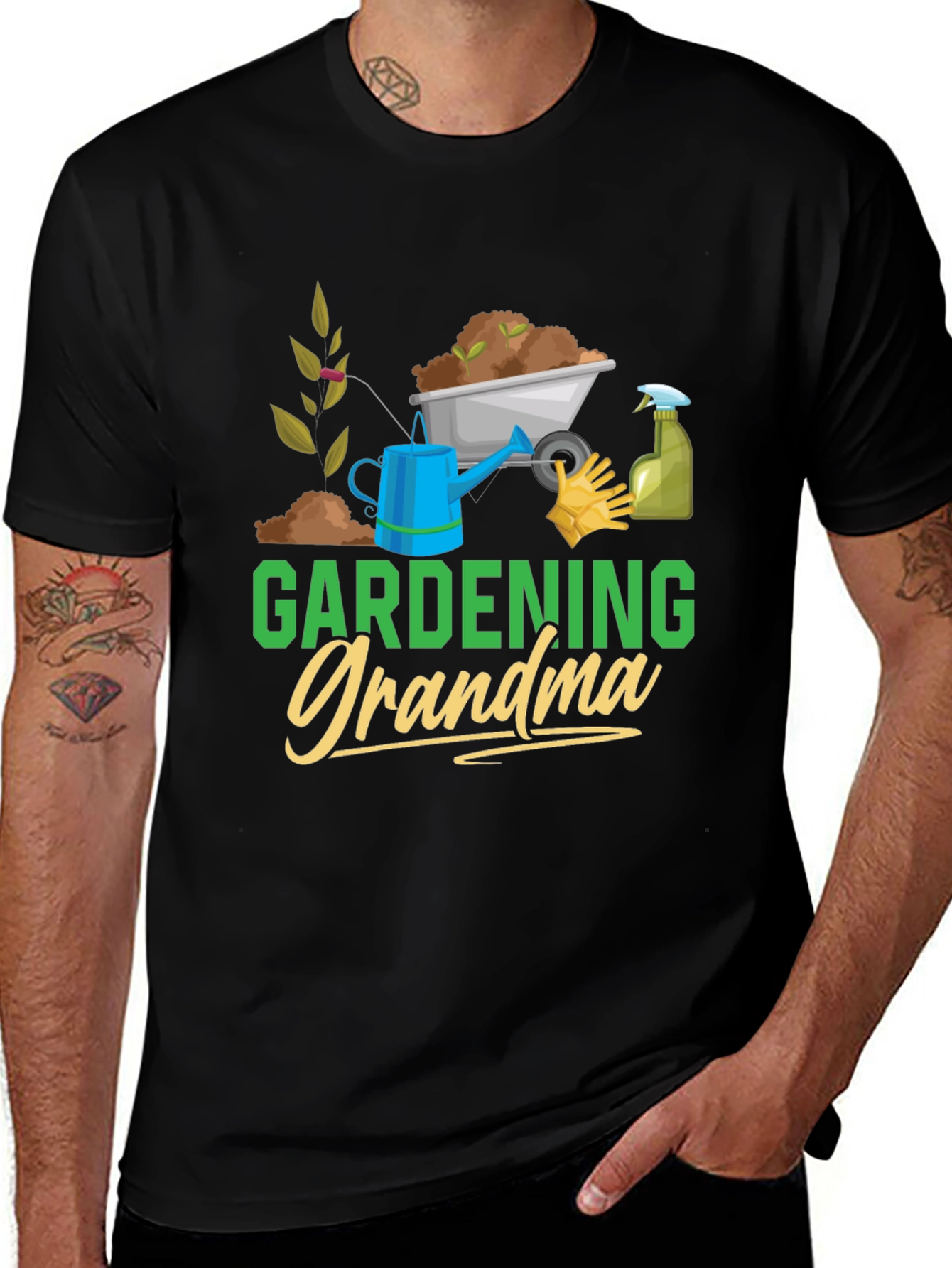 Gardening Grandma T-Shirt - Black Cotton Tee
