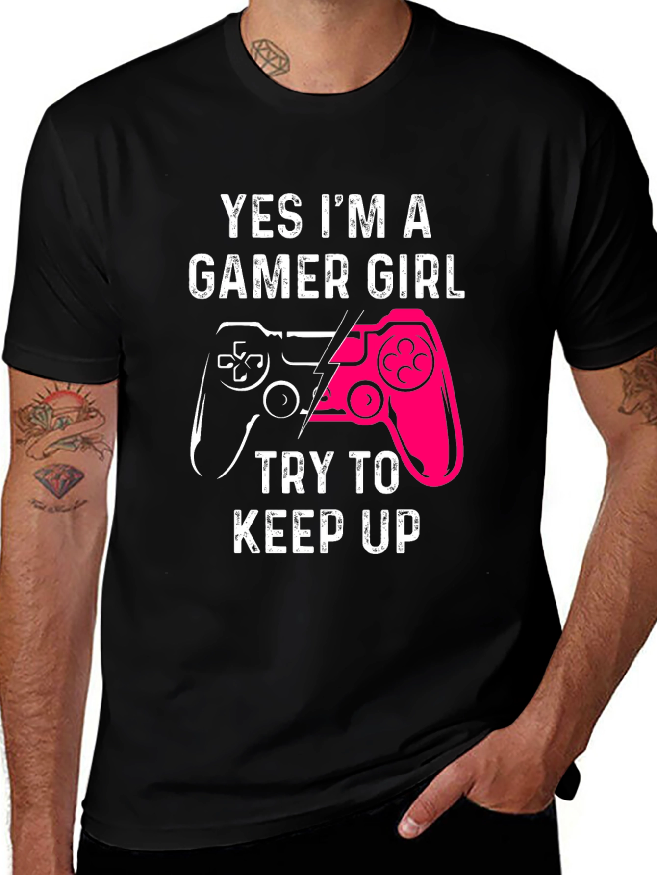 Variant 11 of Gamer Girl Graphic Tee - Black Cotton T-Shirt