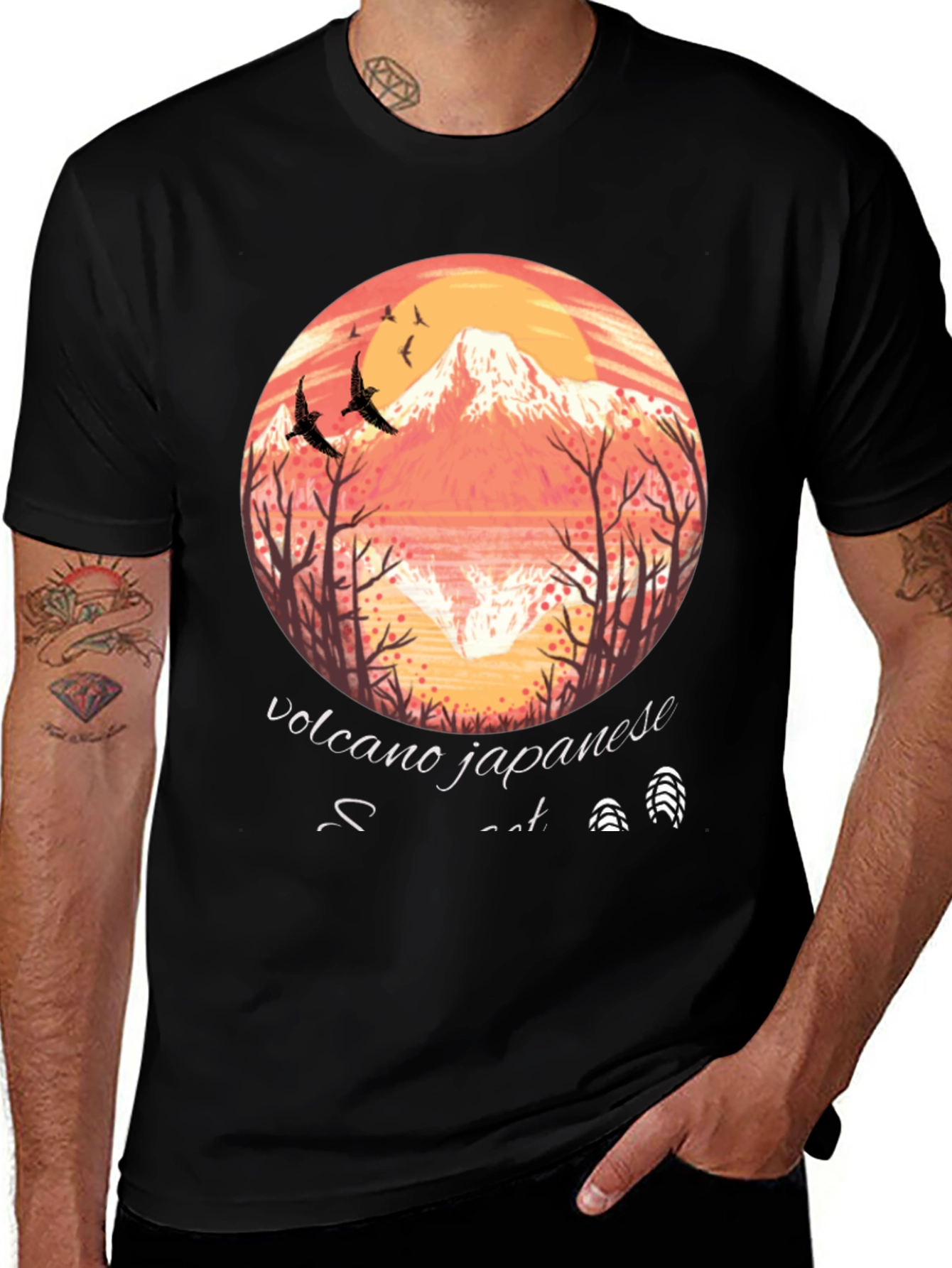 Variant 6 of Volcano Japanese Sunset Graphic Tee