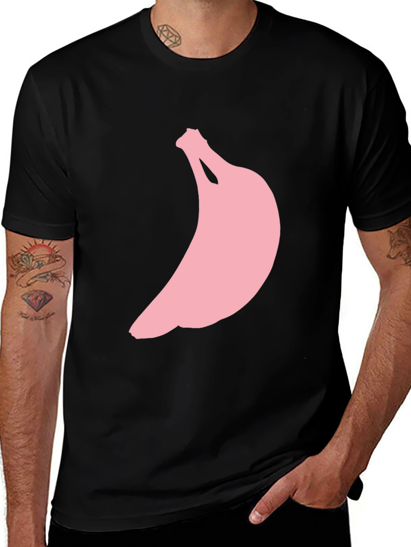 Pink Banana Graphic Black Tee