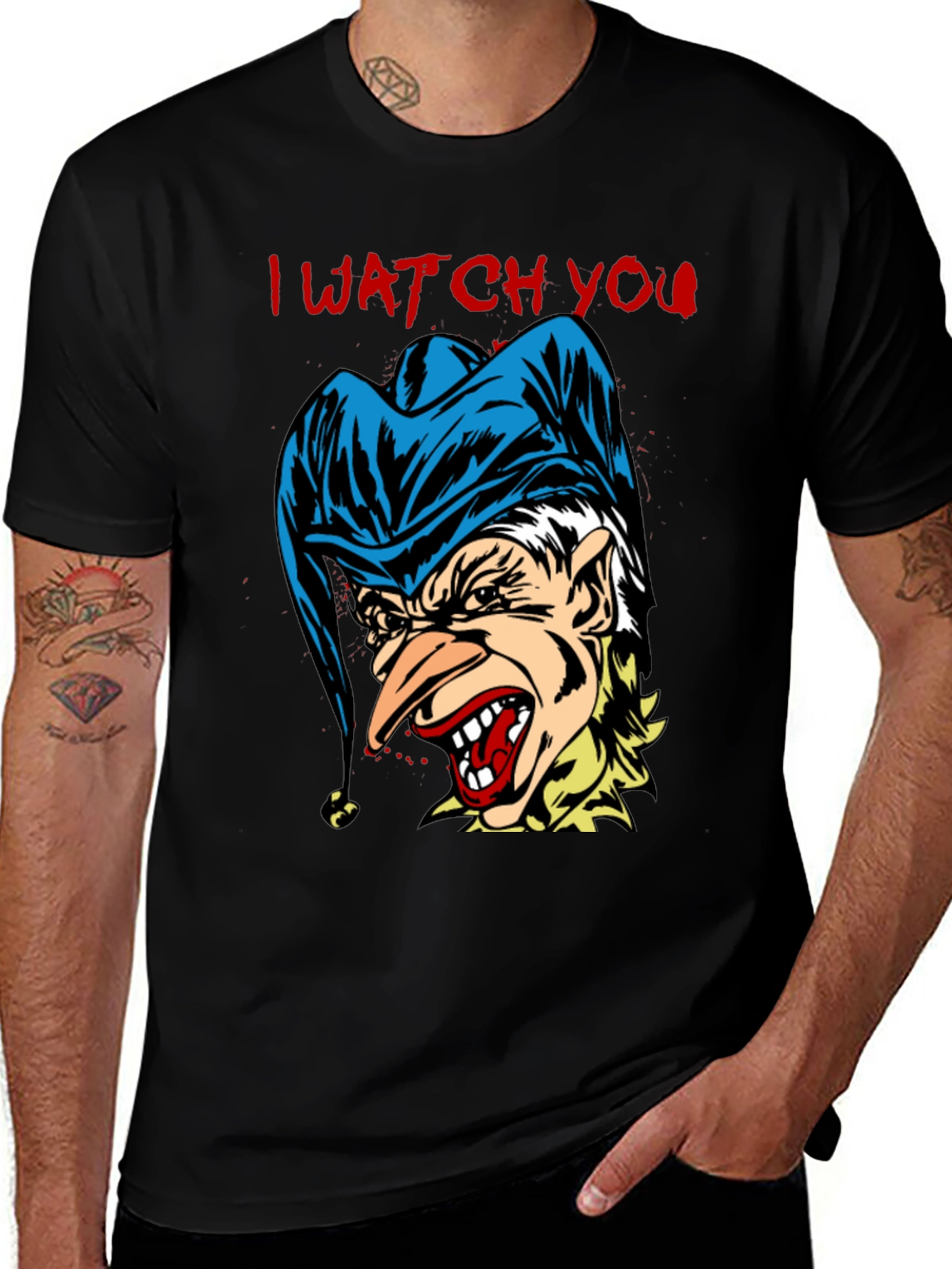 Scary Jester Graphic Tee - I Watch You!