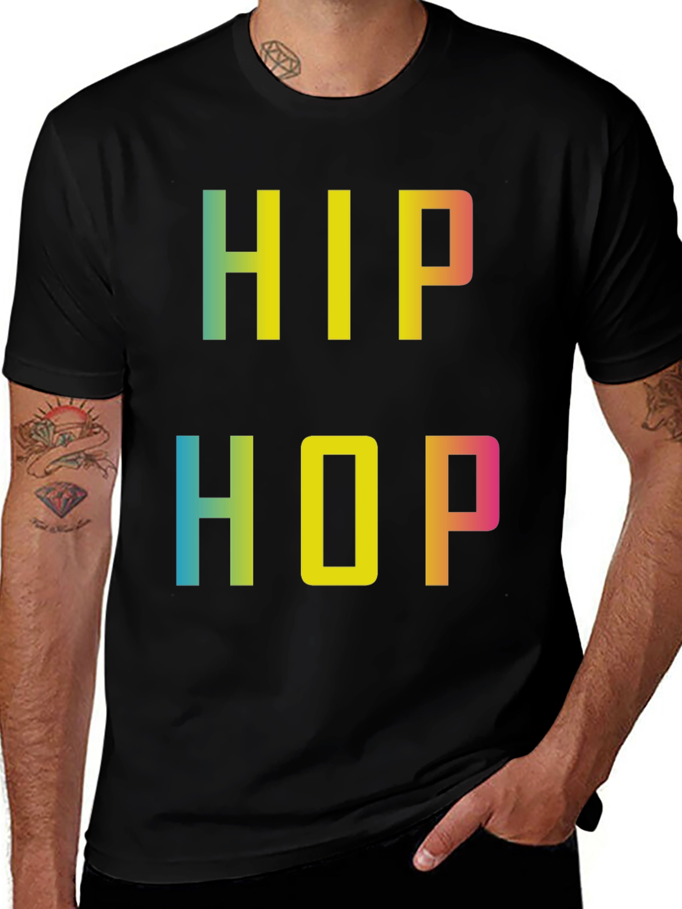 Variant 25 of Hip Hop Gradient Graphic Tee - Black Cotton Blend