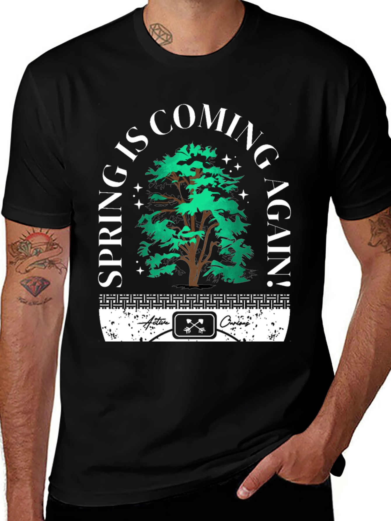 Variant 6 of Spring is Coming Again Black Graphic Tee