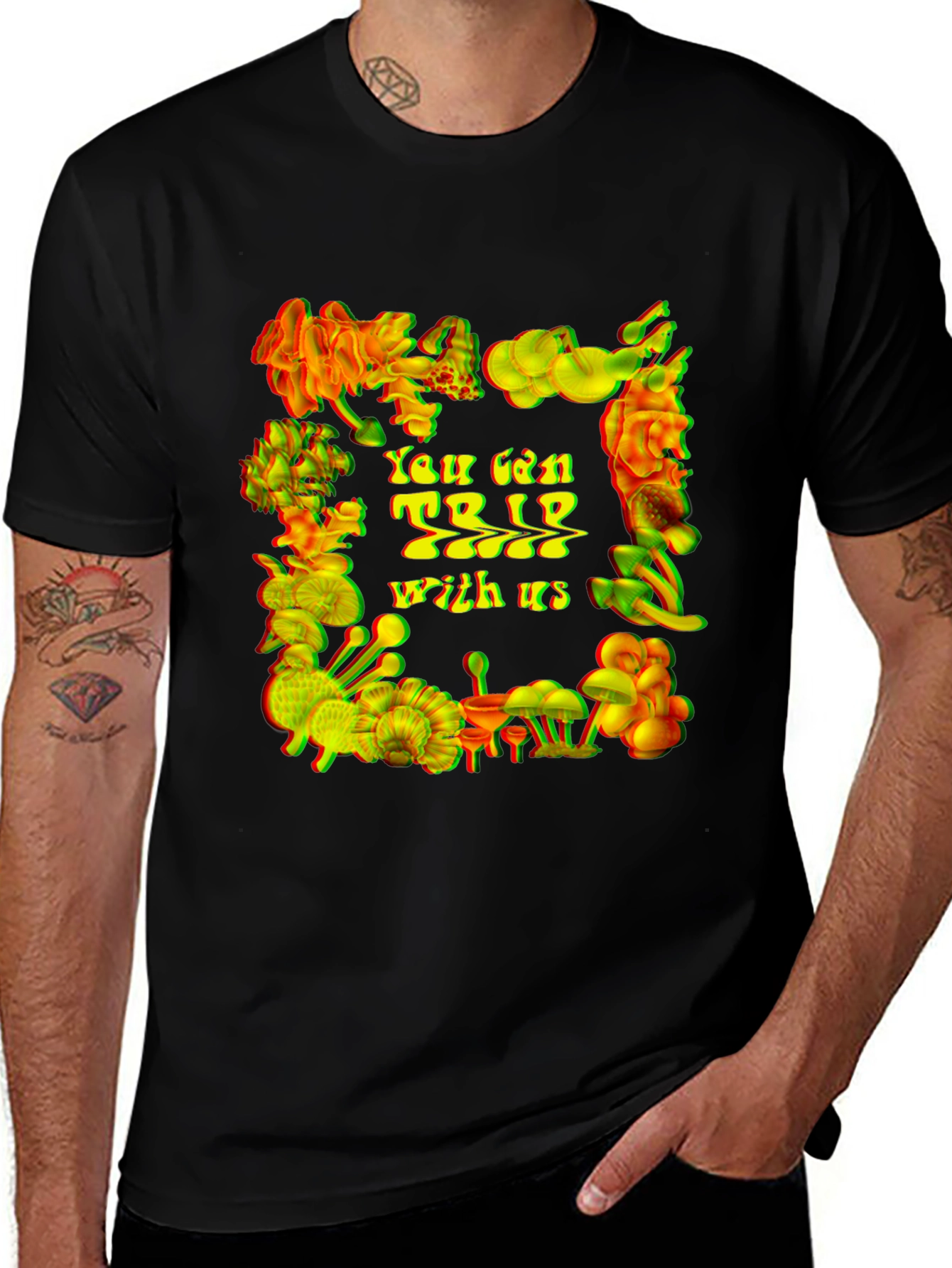 Psychedelic Mushroom Trip Graphic T-Shirt