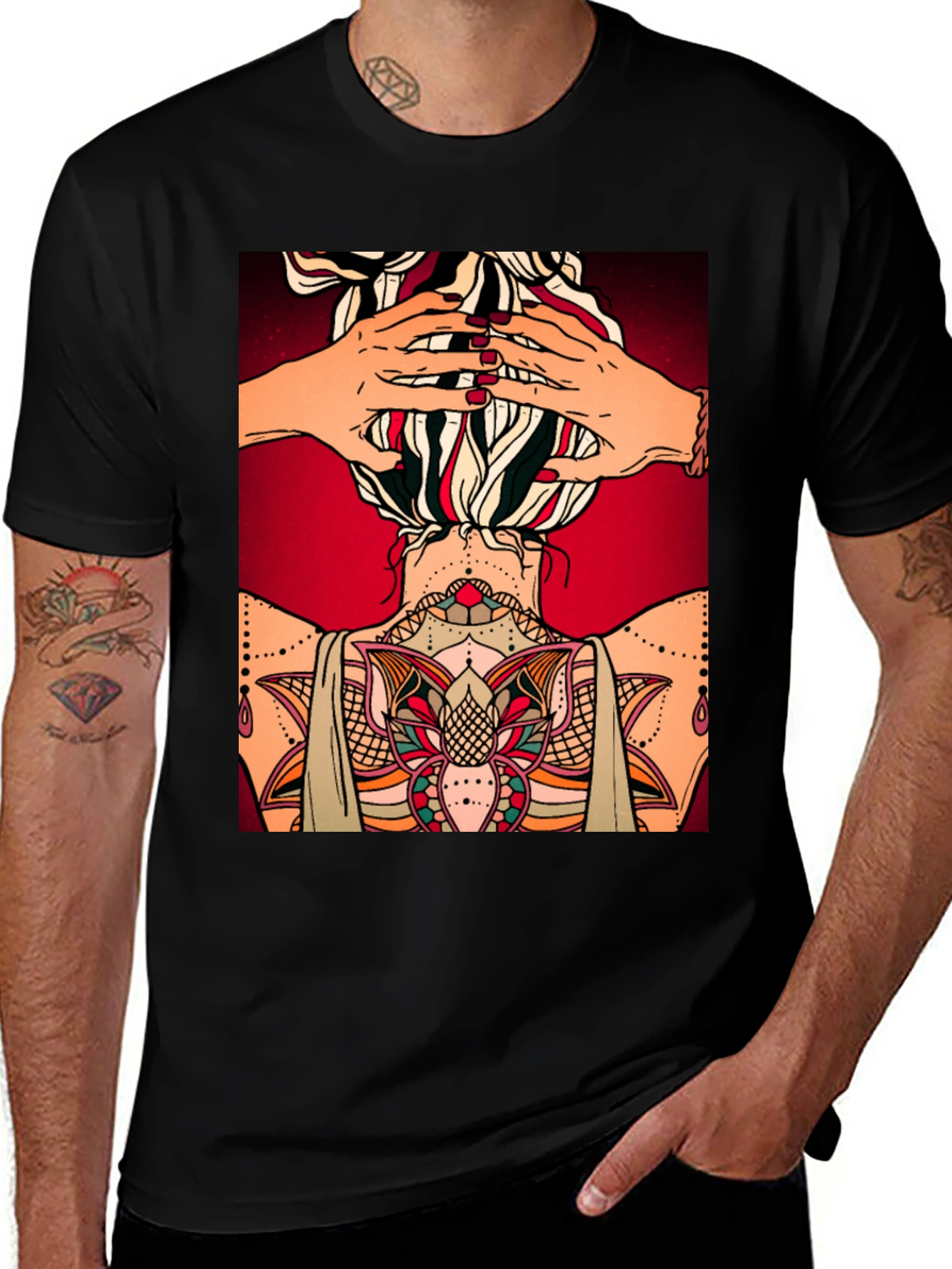 Variant 5 of Tattooed Woman Graphic Tee - Unique Back Design