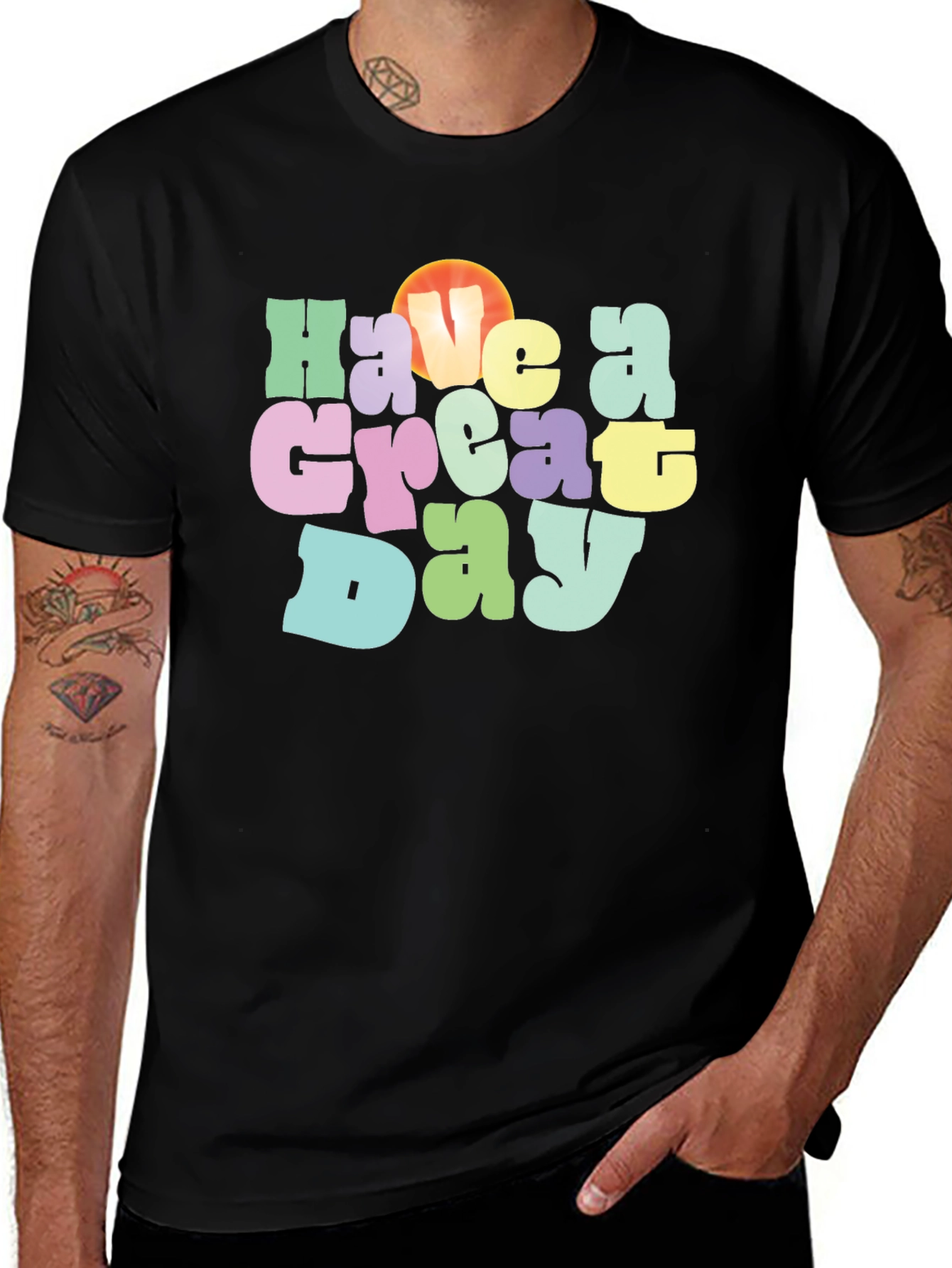 Variant 9 of Have a Great Day Graphic T-Shirt - Black