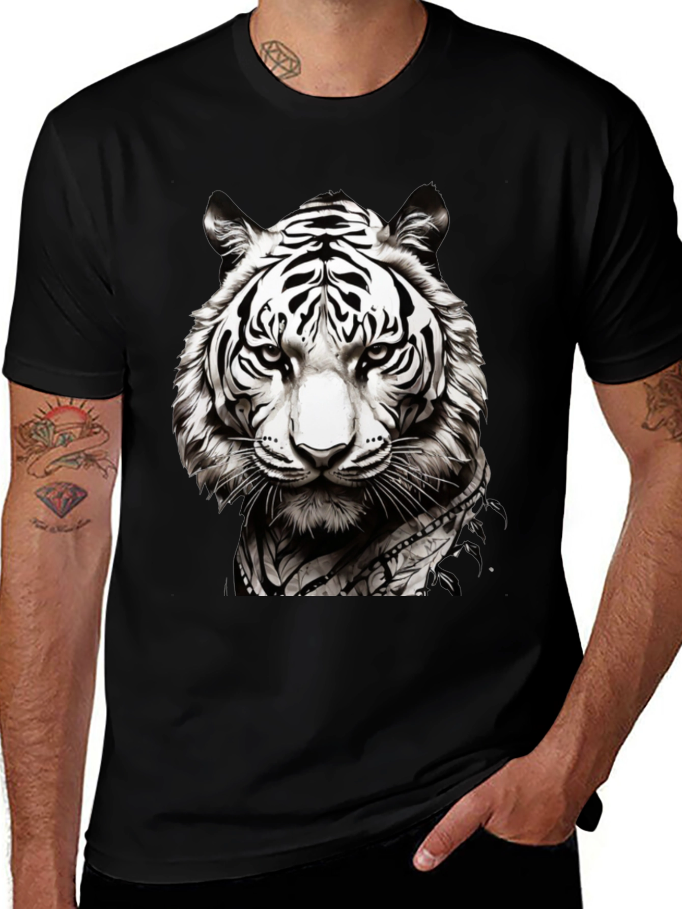 Variant 16 of Black Tiger Graphic Tee - Cool Animal Print