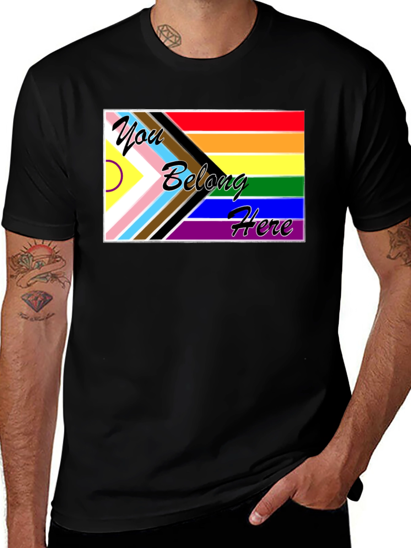 Inclusive Pride Flag Tee: You Belong Here