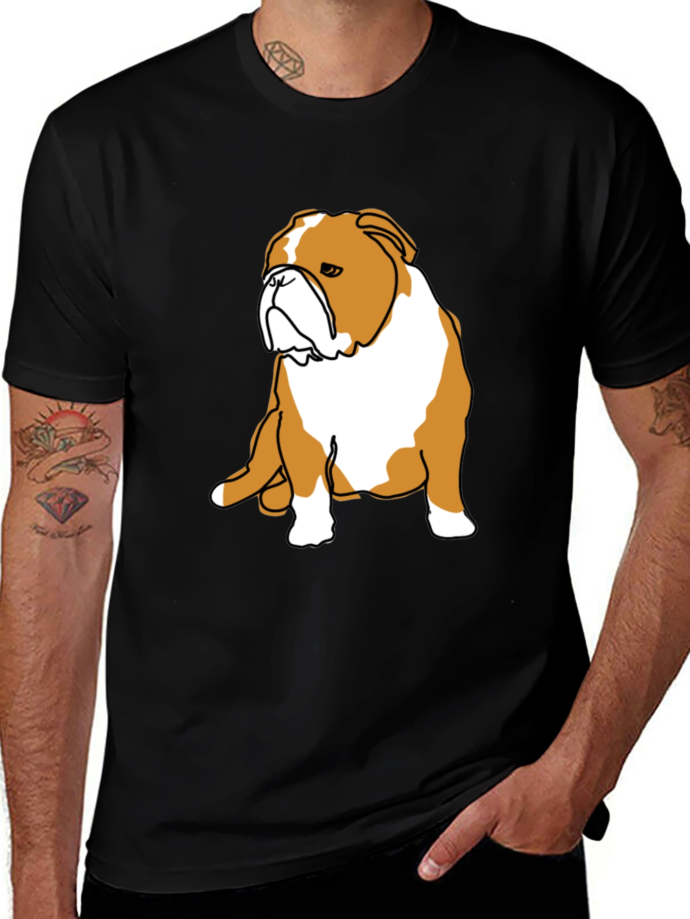 Variant 30 of Bulldog Graphic Print Black T-Shirt