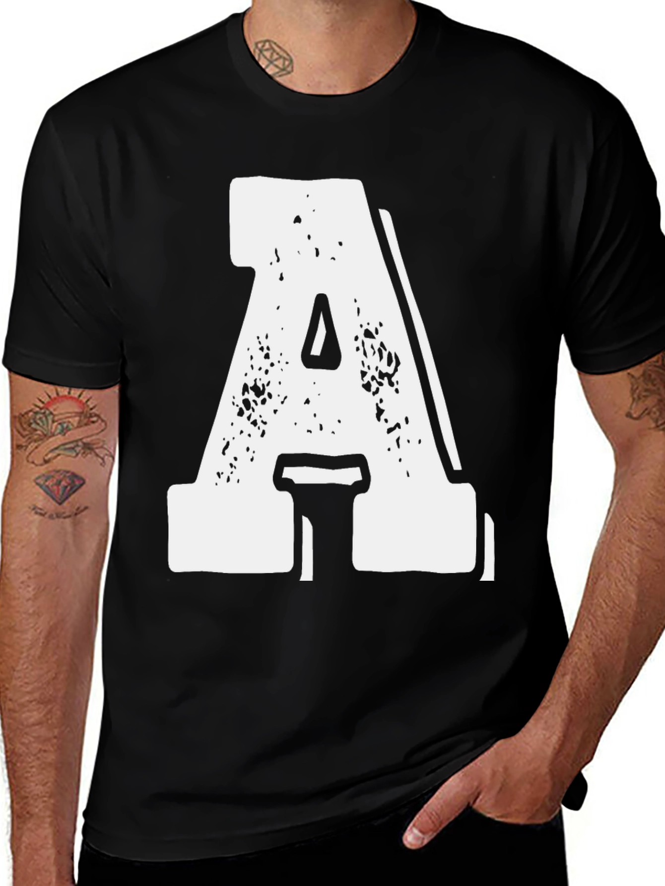 Variant 25 of Bold Letter 'A' Graphic Print T-Shirt