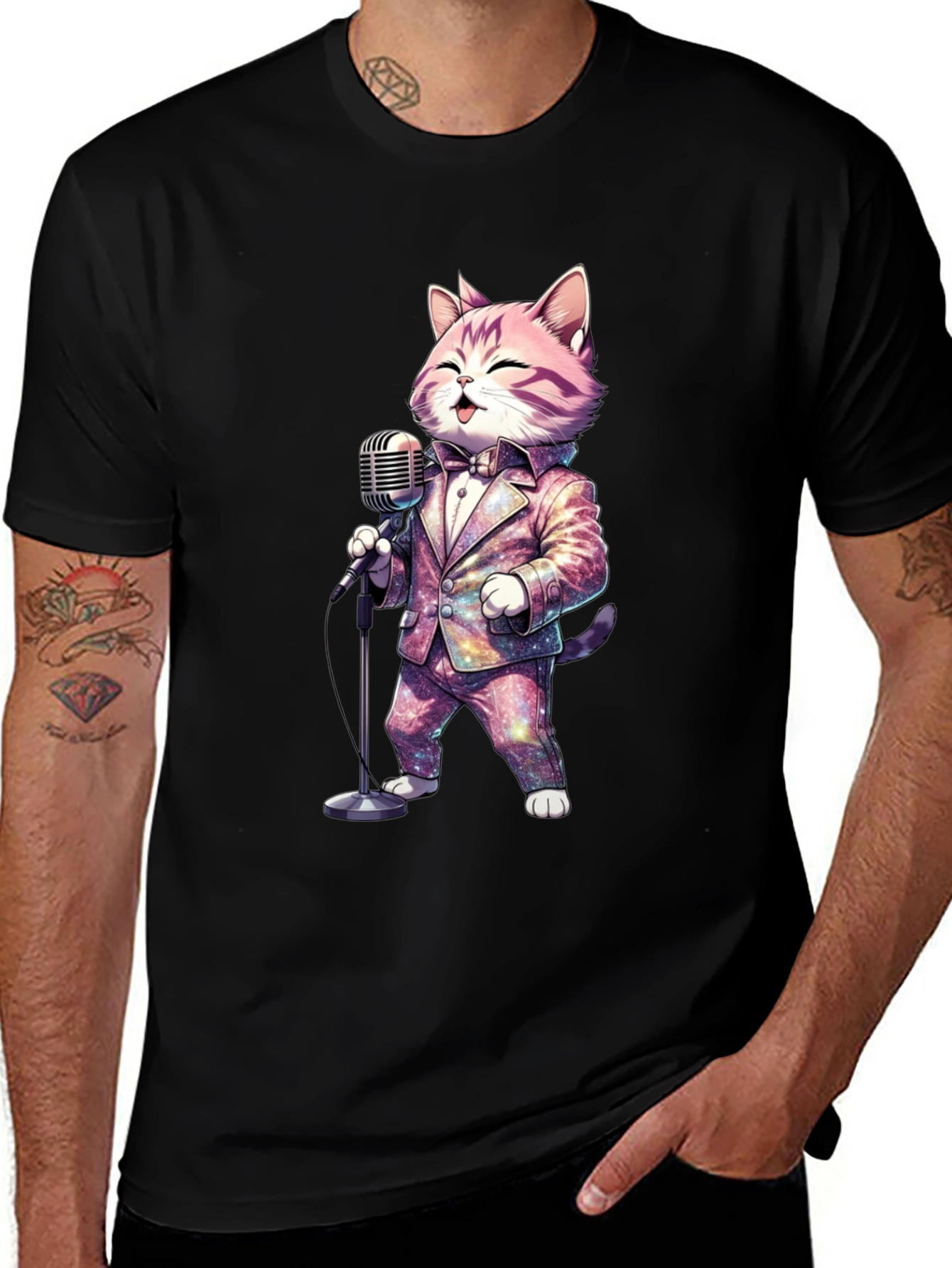 Variant 4 of Singing Cat T-Shirt - Galaxy Suit