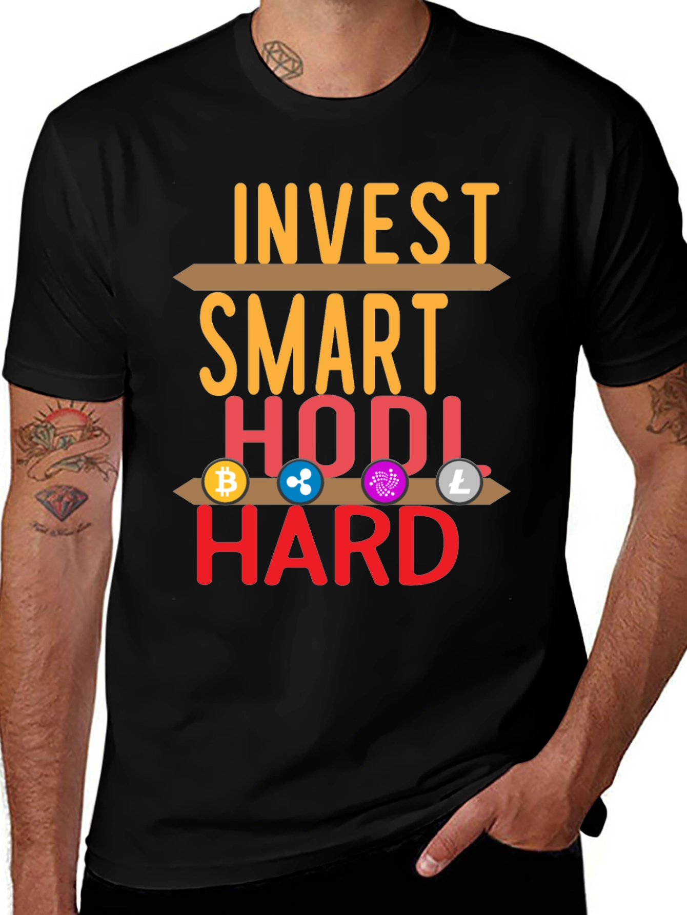 Black Invest Smart HODL Hard Crypto T-Shirt main image