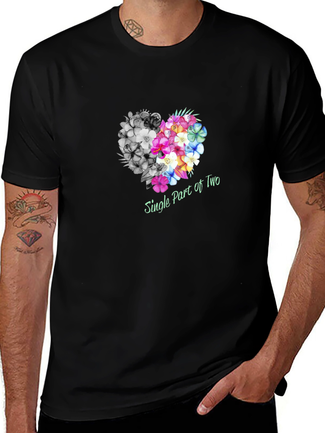 Variant 26 of Single Part of Two Floral Heart T-Shirt