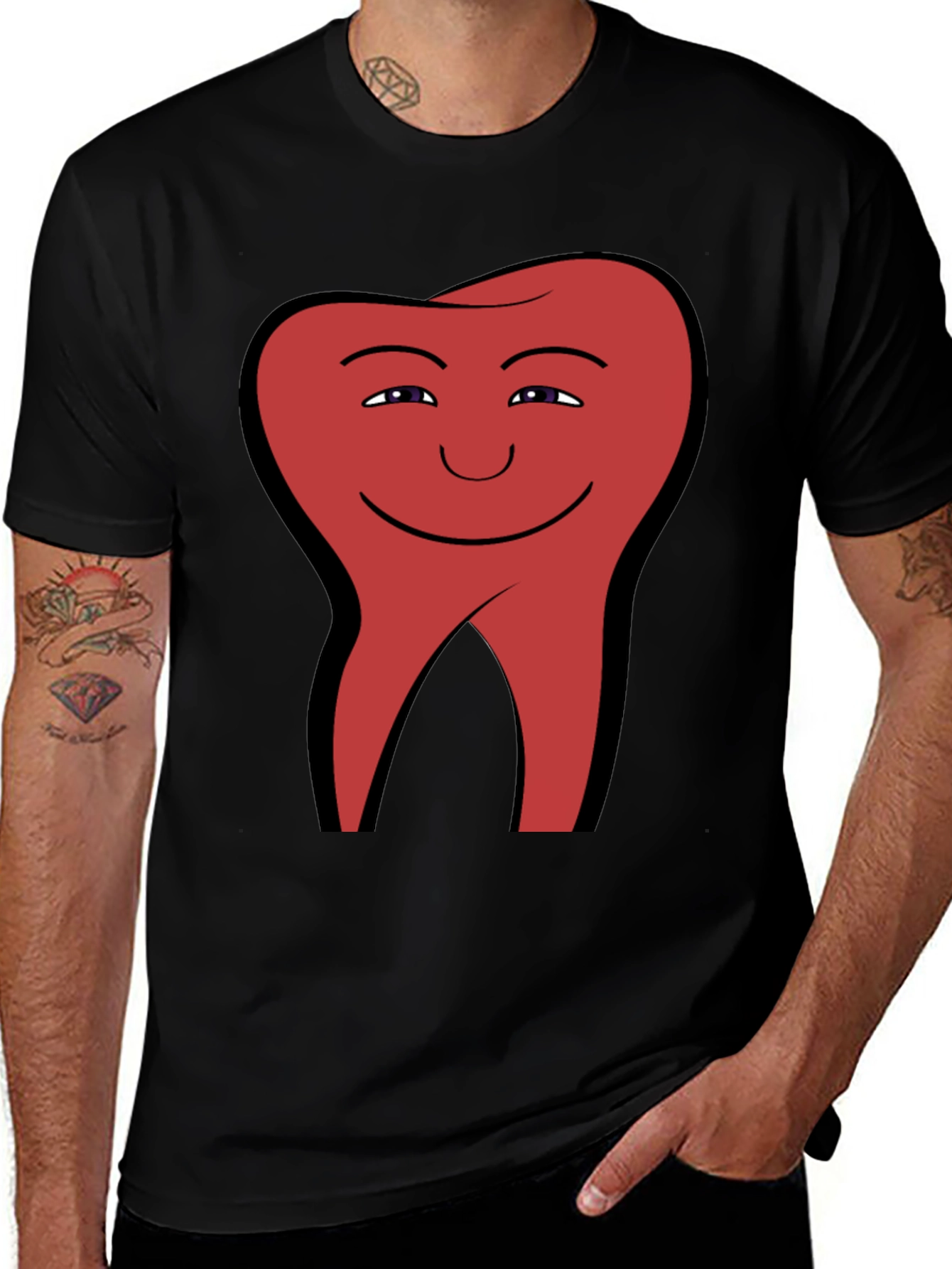 Variant 29 of Smiling Tooth Graphic Tee - Black Cotton Blend