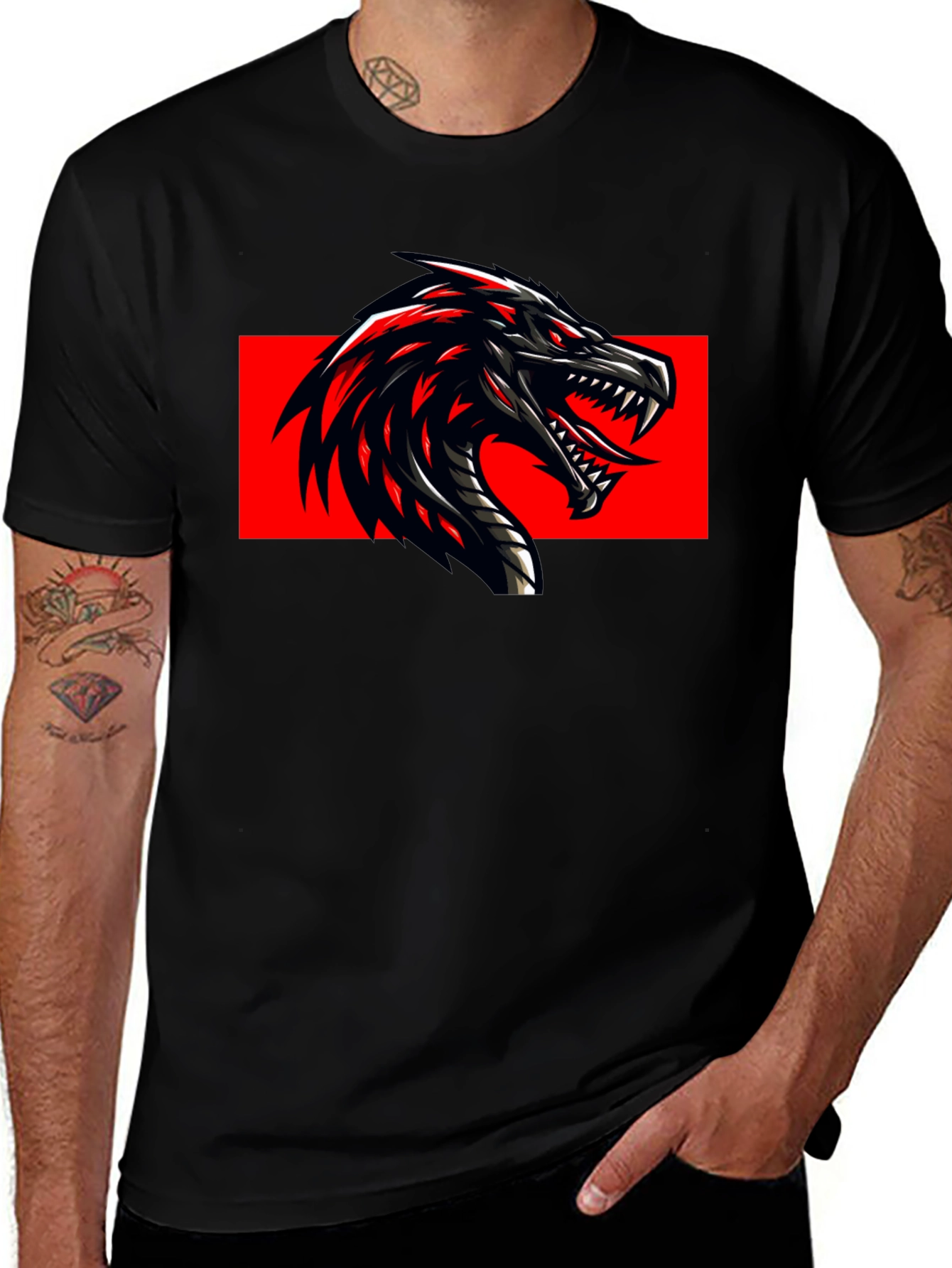 Variant 9 of Dragon Graphic Black T-Shirt