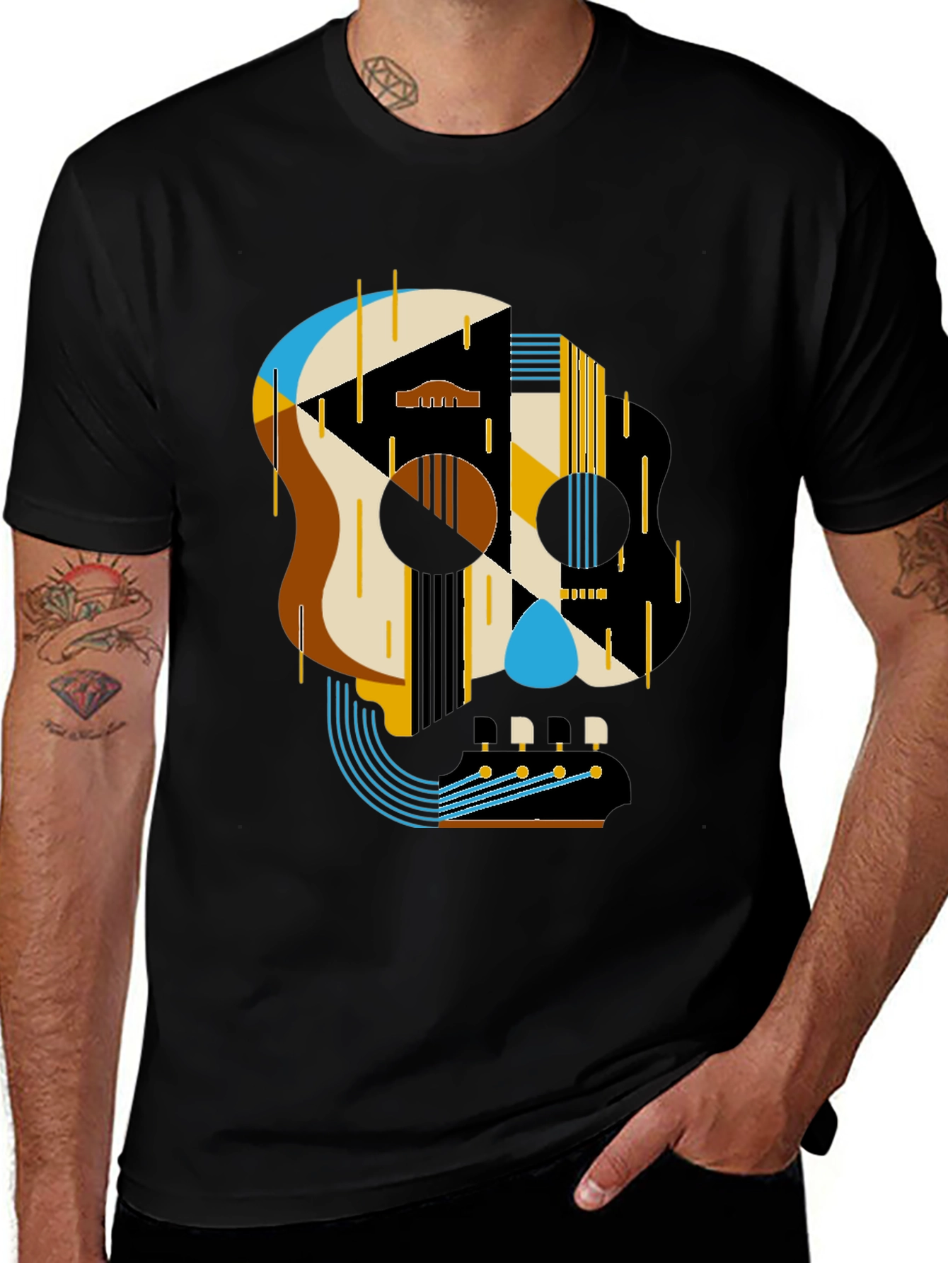 Geometric Skull Guitar T-Shirt